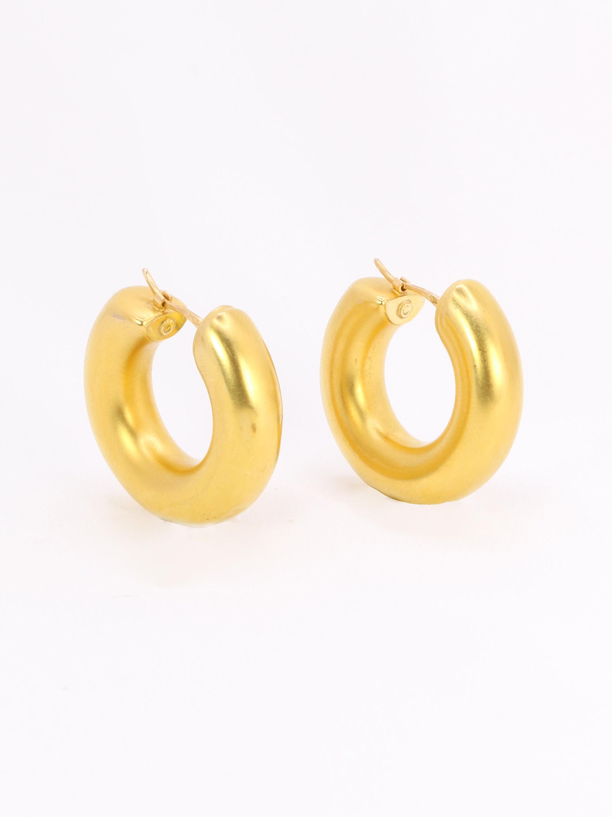 Boucles d'oreilles Créoles vintage or jaune mat