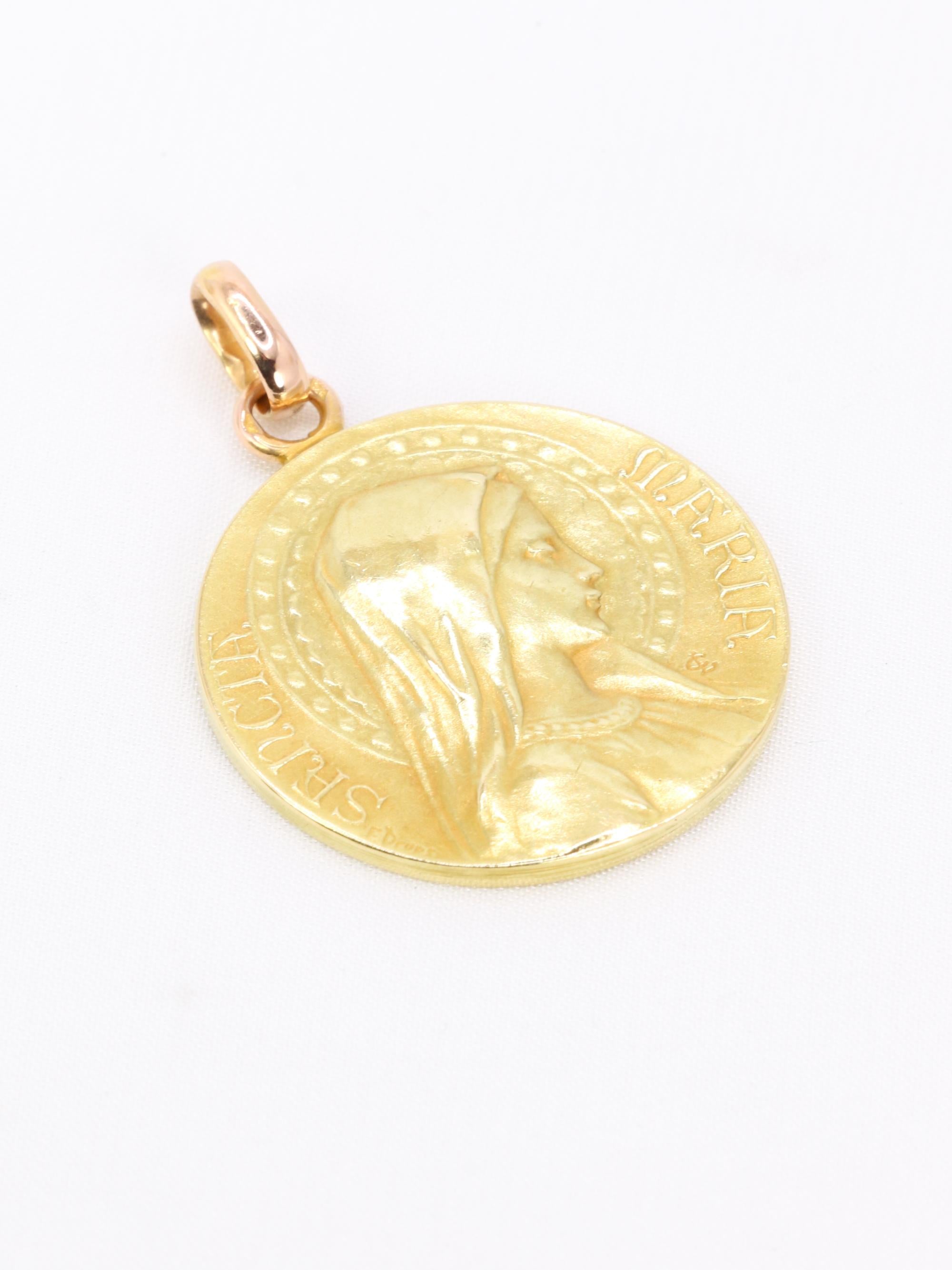 DROPSY Médaille Art Nouveau Sancta Maria or jaune
