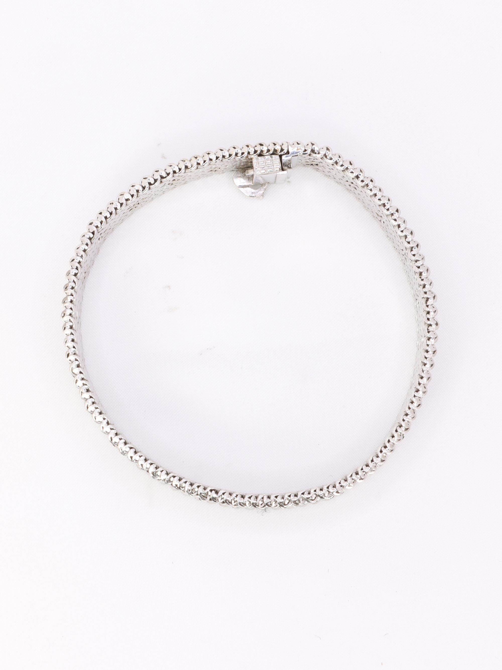 Bracelet maille polonaise or blanc