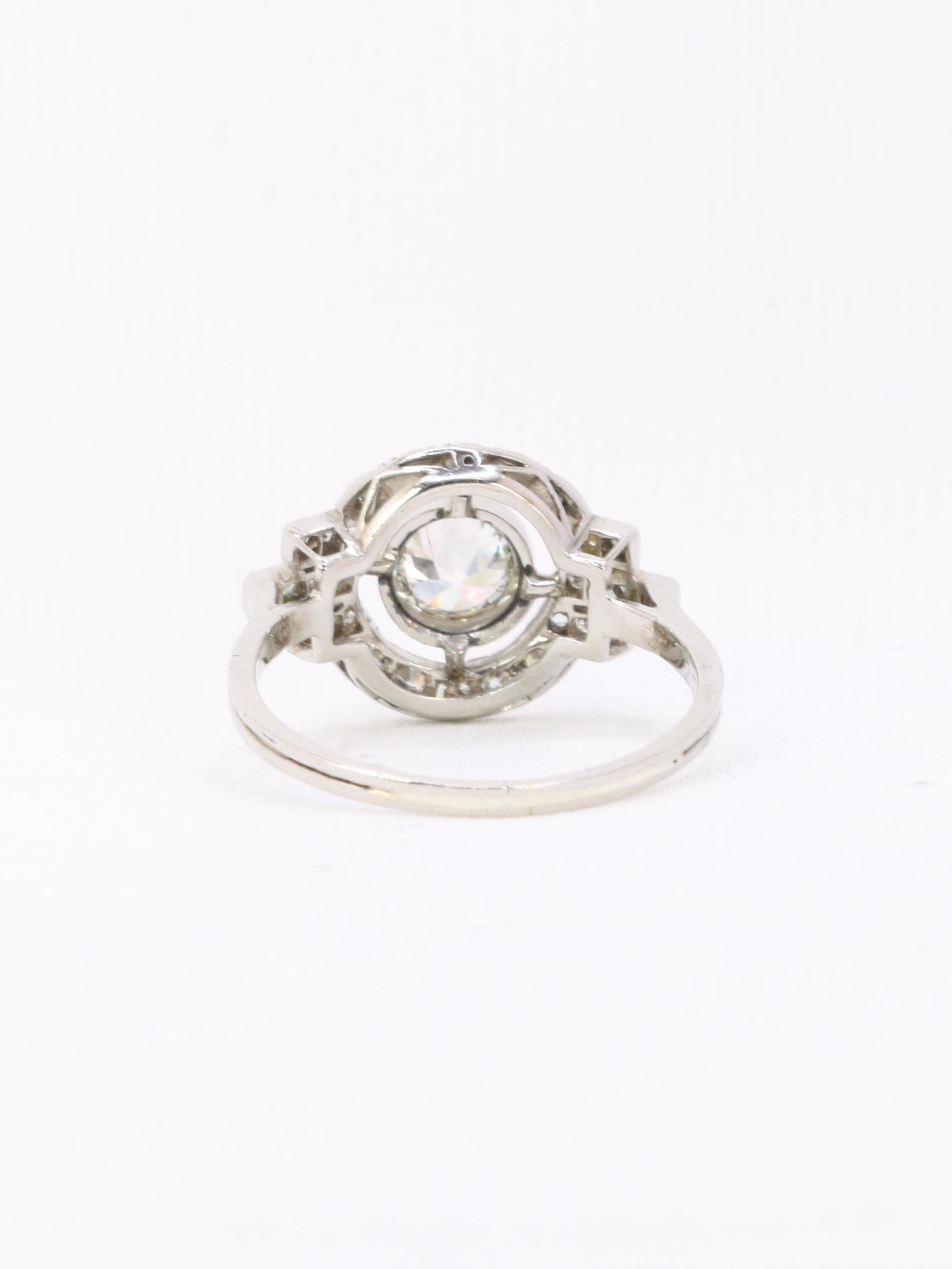 Bague Art Deco diamants platine