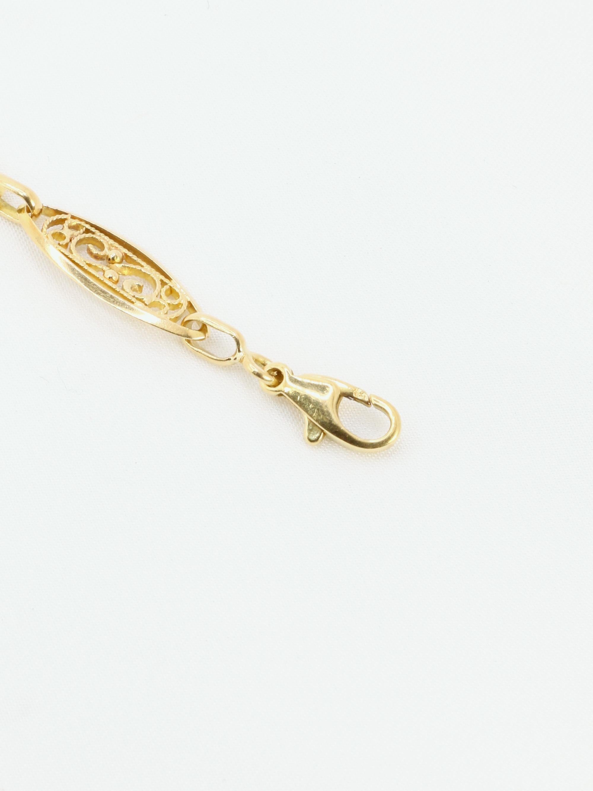 Bracelet chaîne maille filigrane or jaune