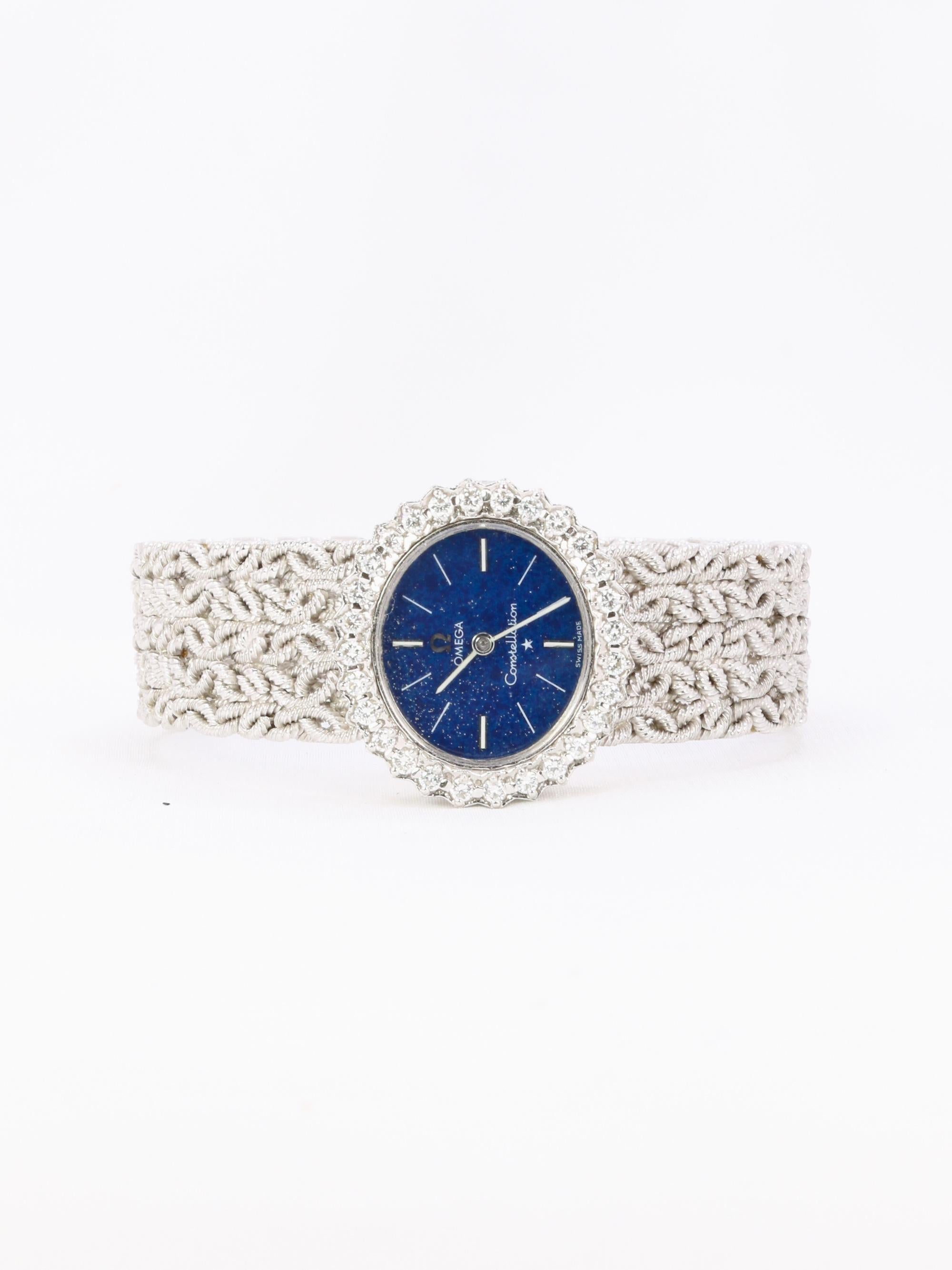 OMEGA Constellation - Montre or blanc diamants lapis-lazuli