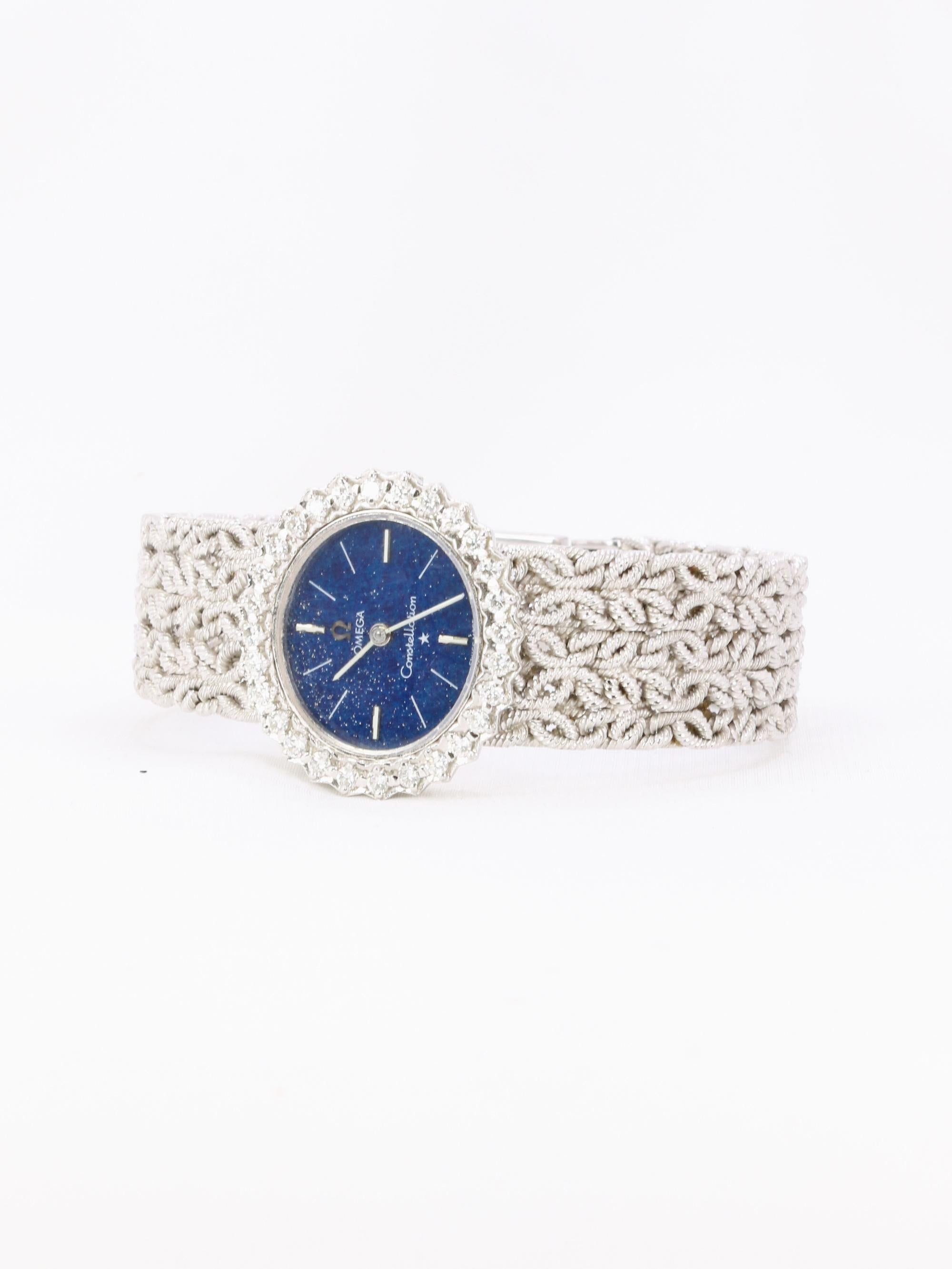 OMEGA Constellation - Montre or blanc diamants lapis-lazuli