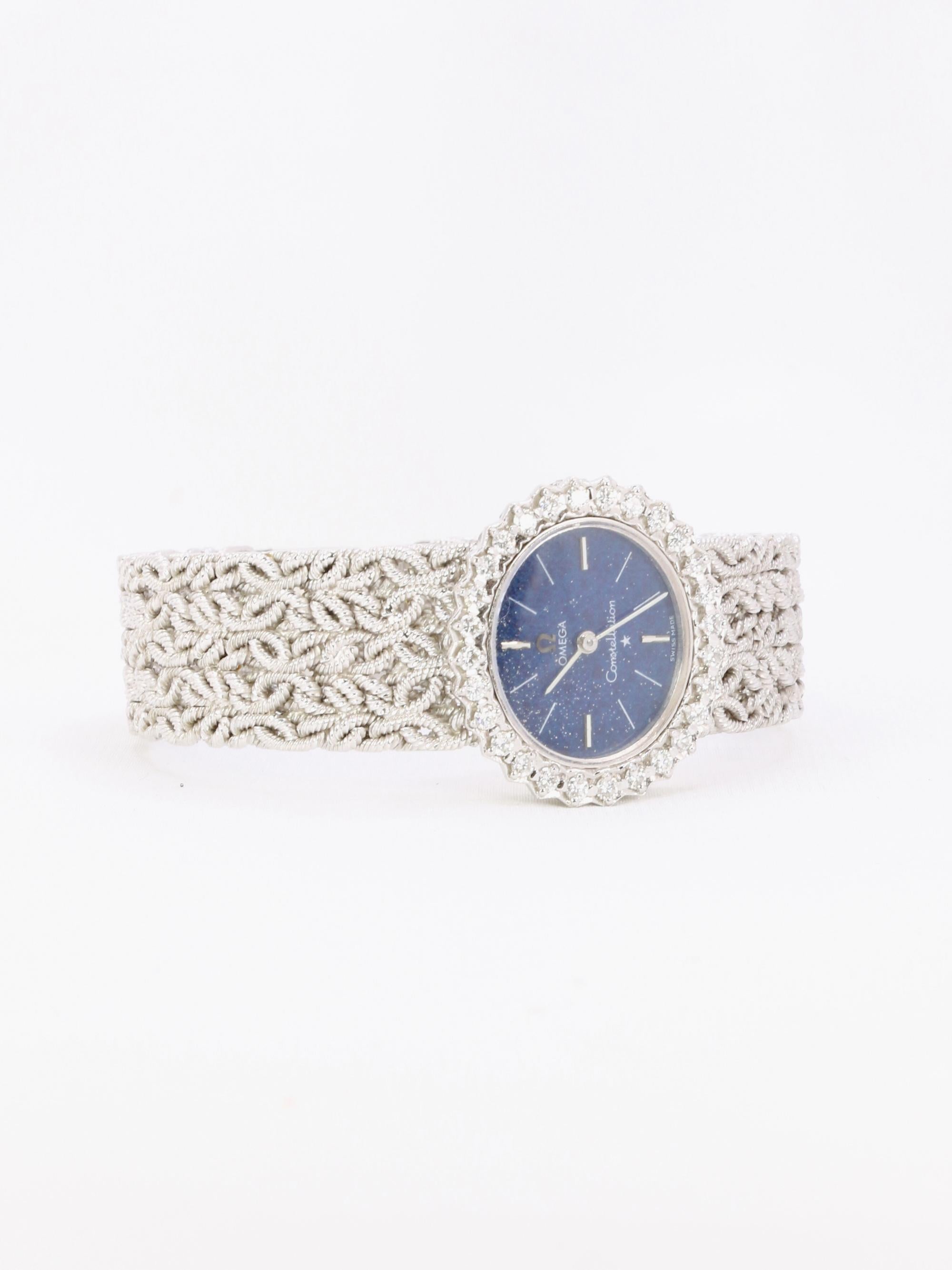 OMEGA Constellation - Montre or blanc diamants lapis-lazuli