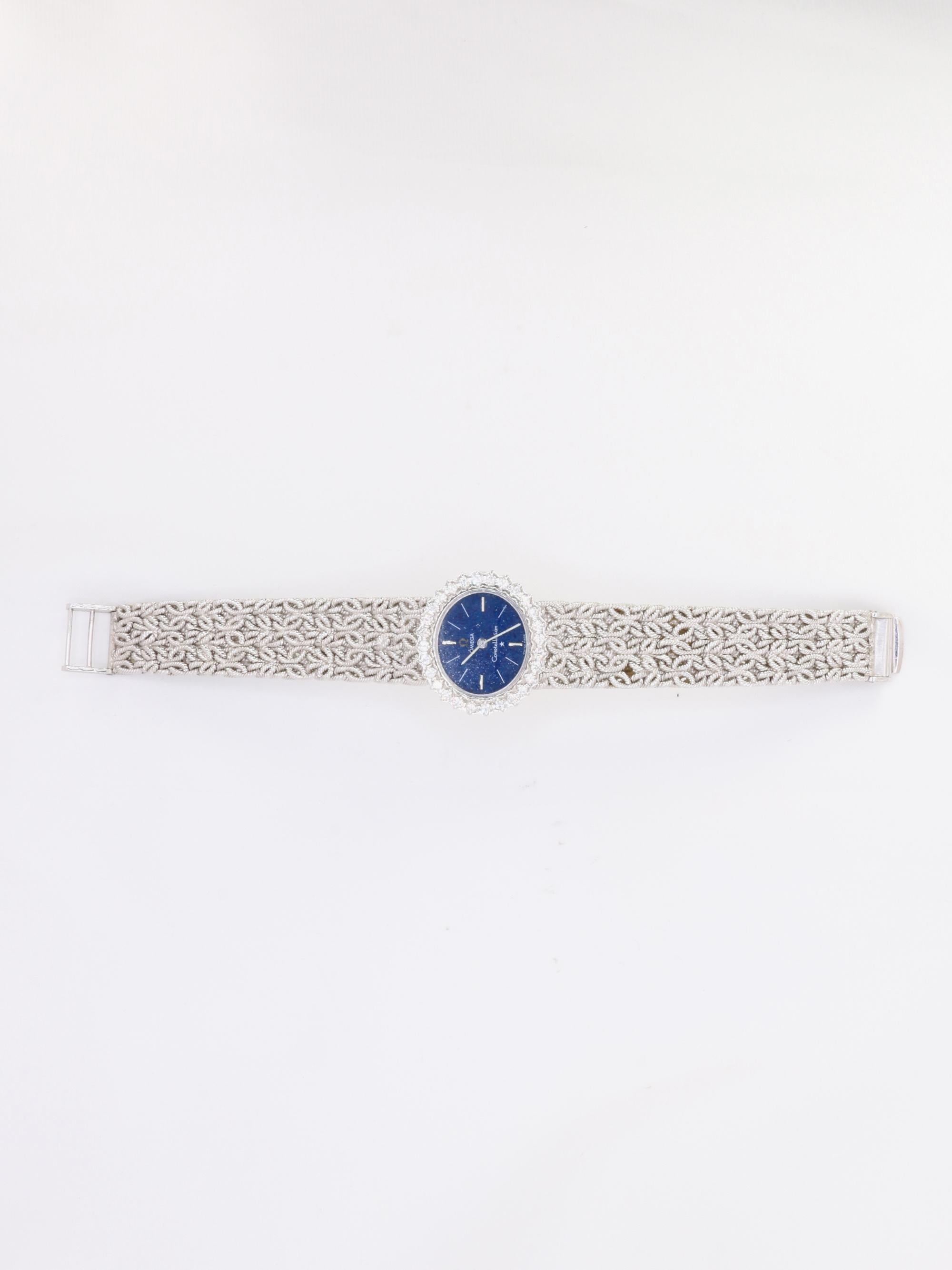 OMEGA Constellation - Montre or blanc diamants lapis-lazuli