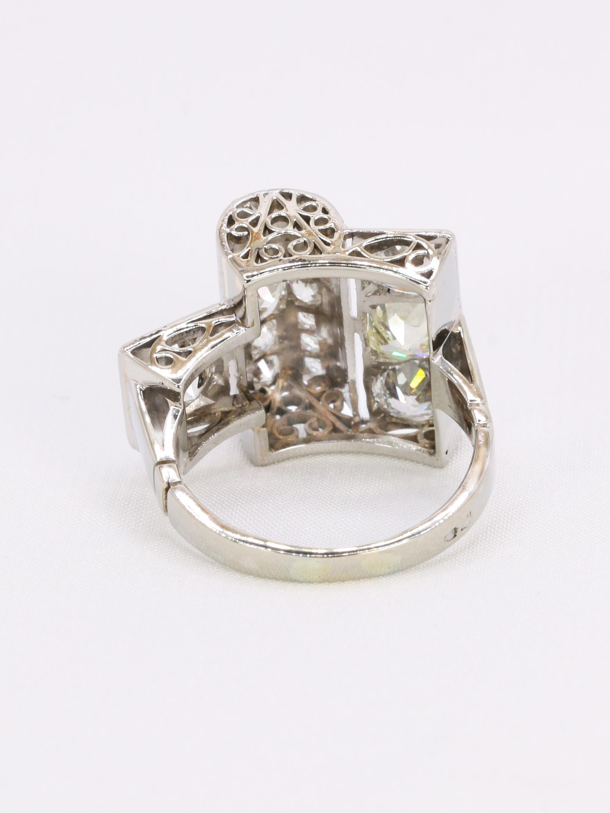Bague pont diamants taille ancienne
