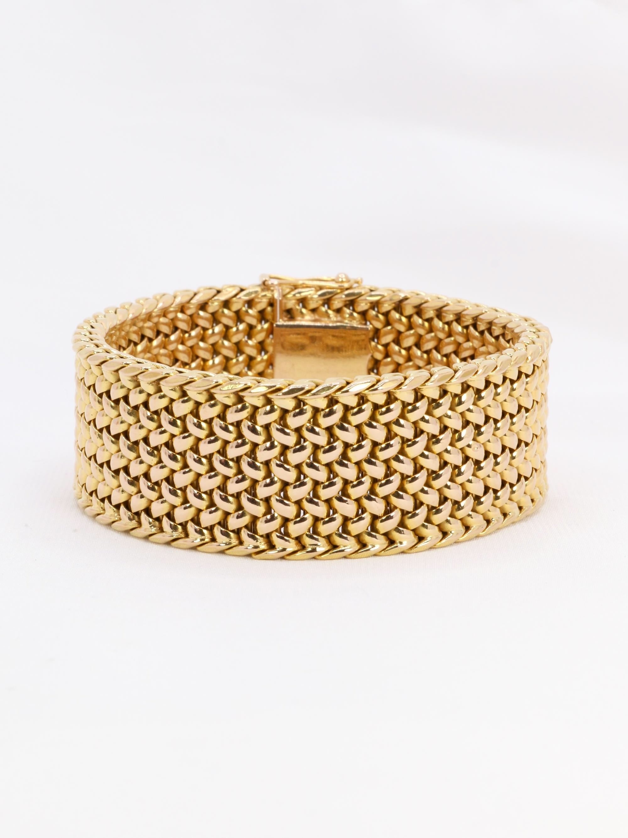 Bracelet souple maille milanaise or jaune 2,3 cm