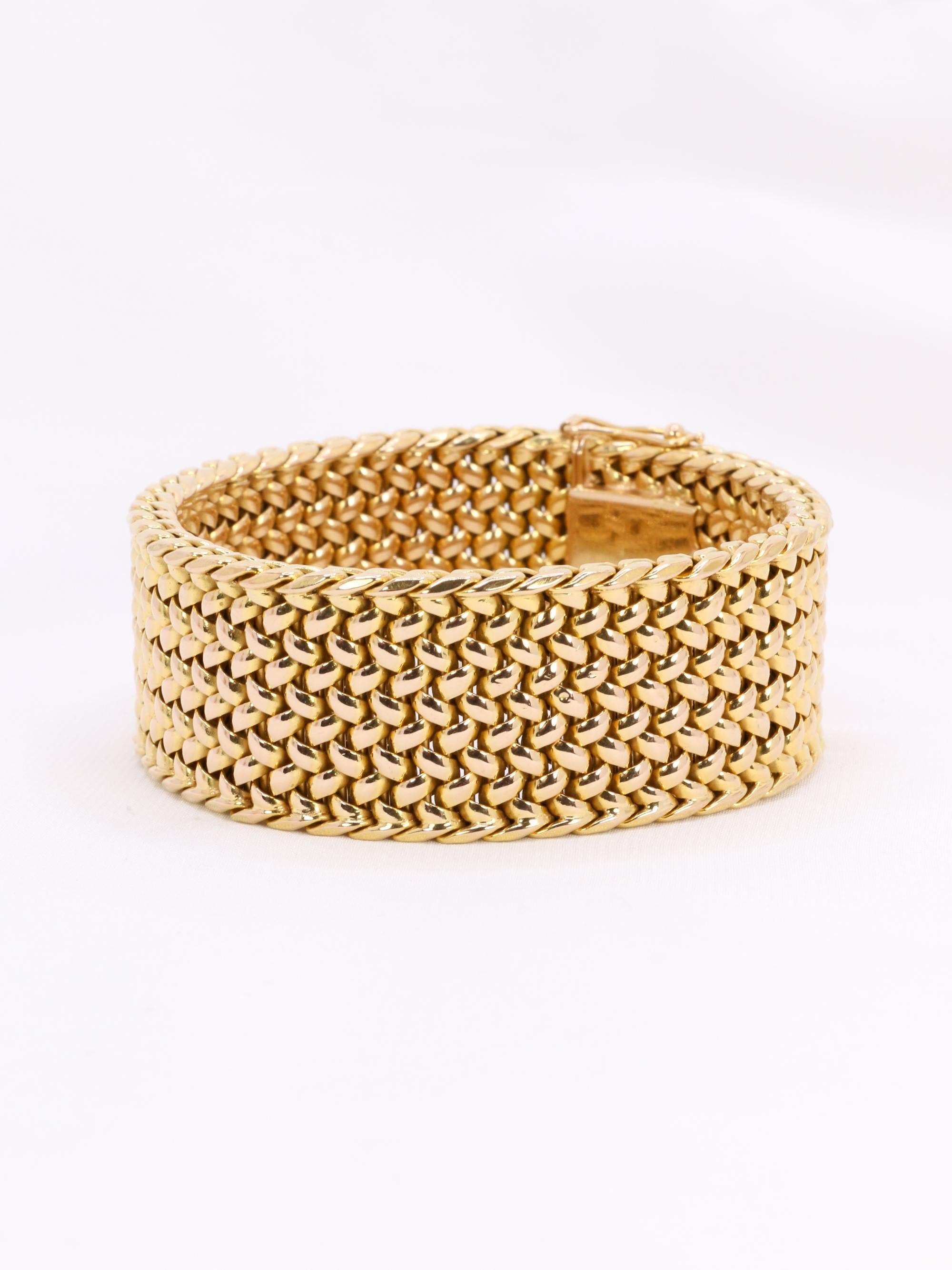 X Bracelet souple maille milanaise or jaune 2,3 cm