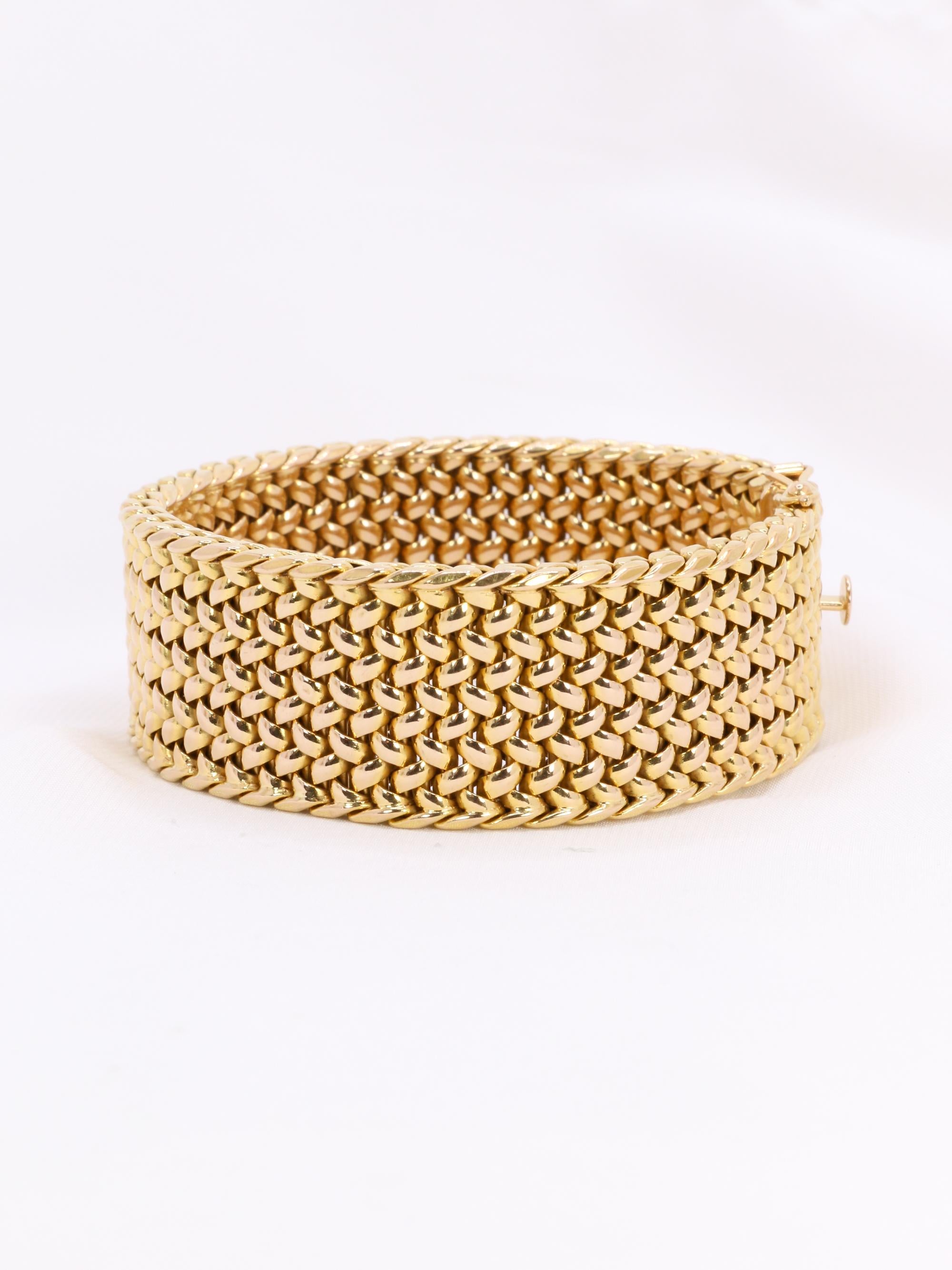 X Bracelet souple maille milanaise or jaune 2,3 cm