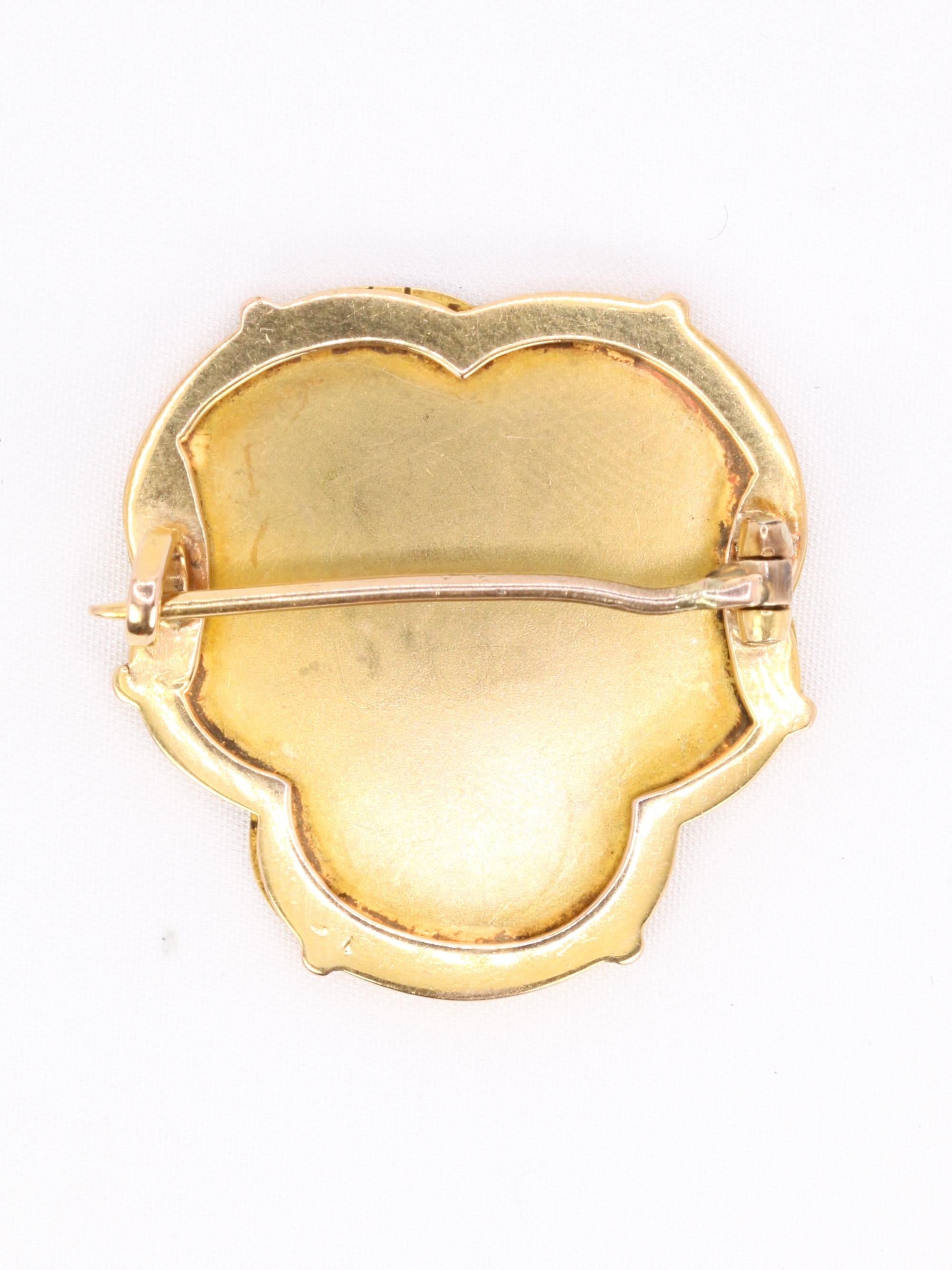Auguste VAUDET - Broche Art Nouveau femme or jaune diamants