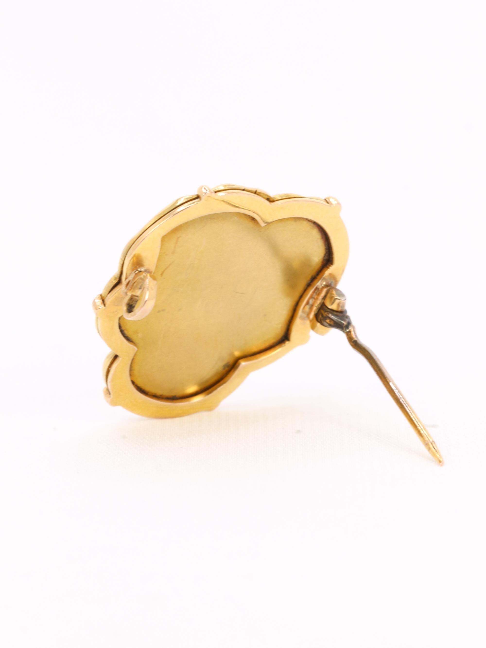 Auguste VAUDET - Broche Art Nouveau femme or jaune diamants