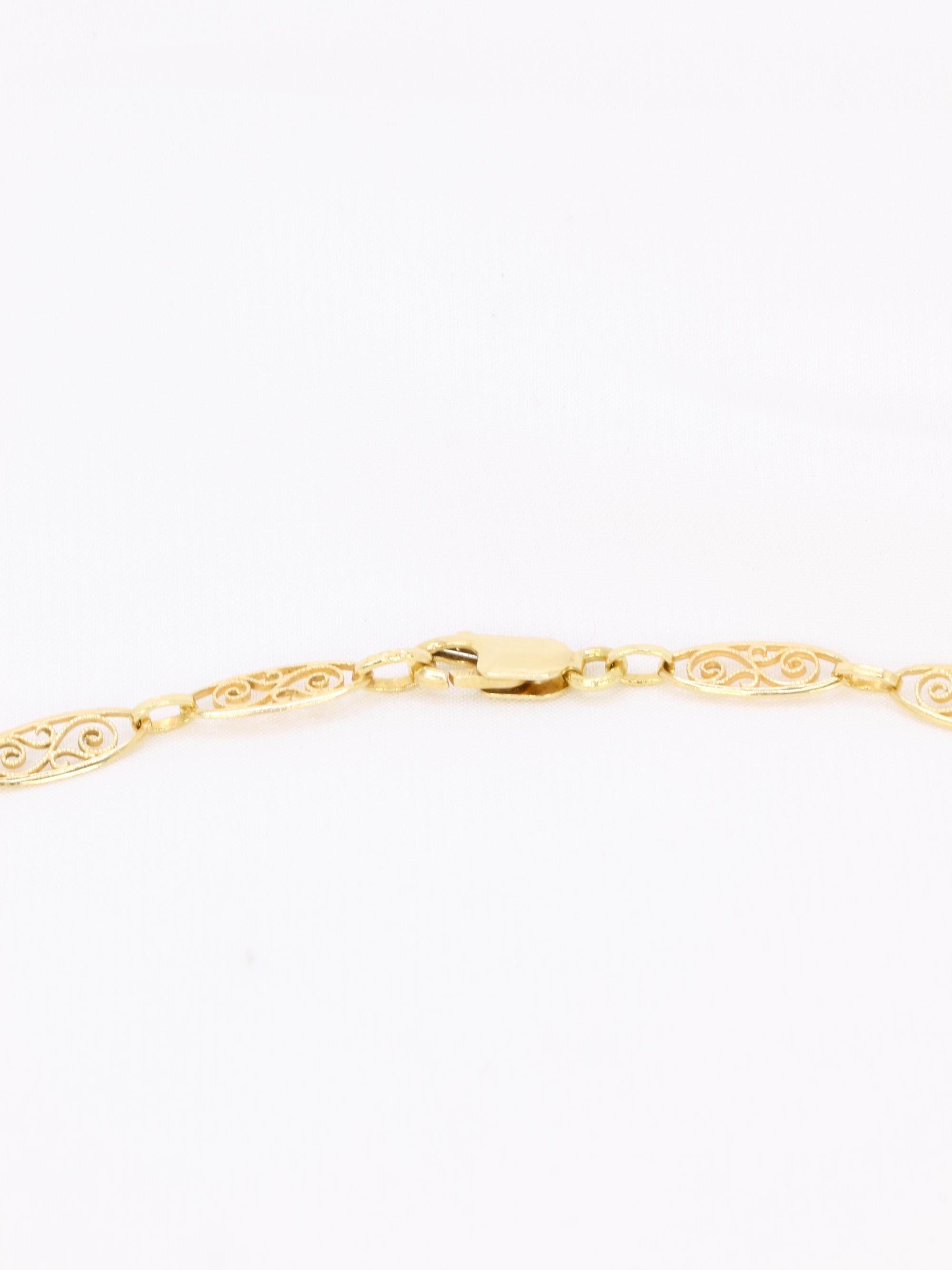 Collier chaîne maille filigrane or jaune