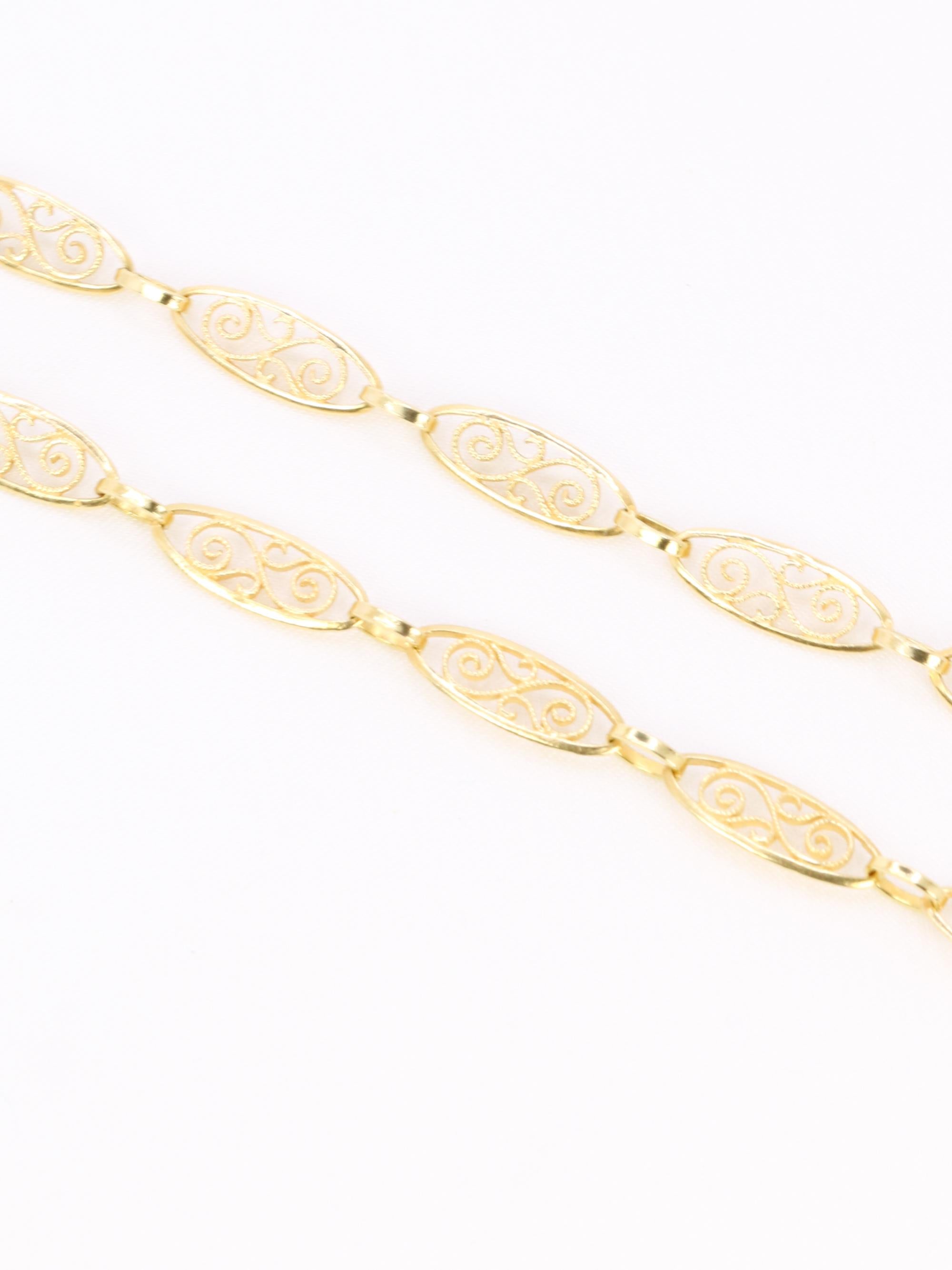 Collier chaîne maille filigrane or jaune