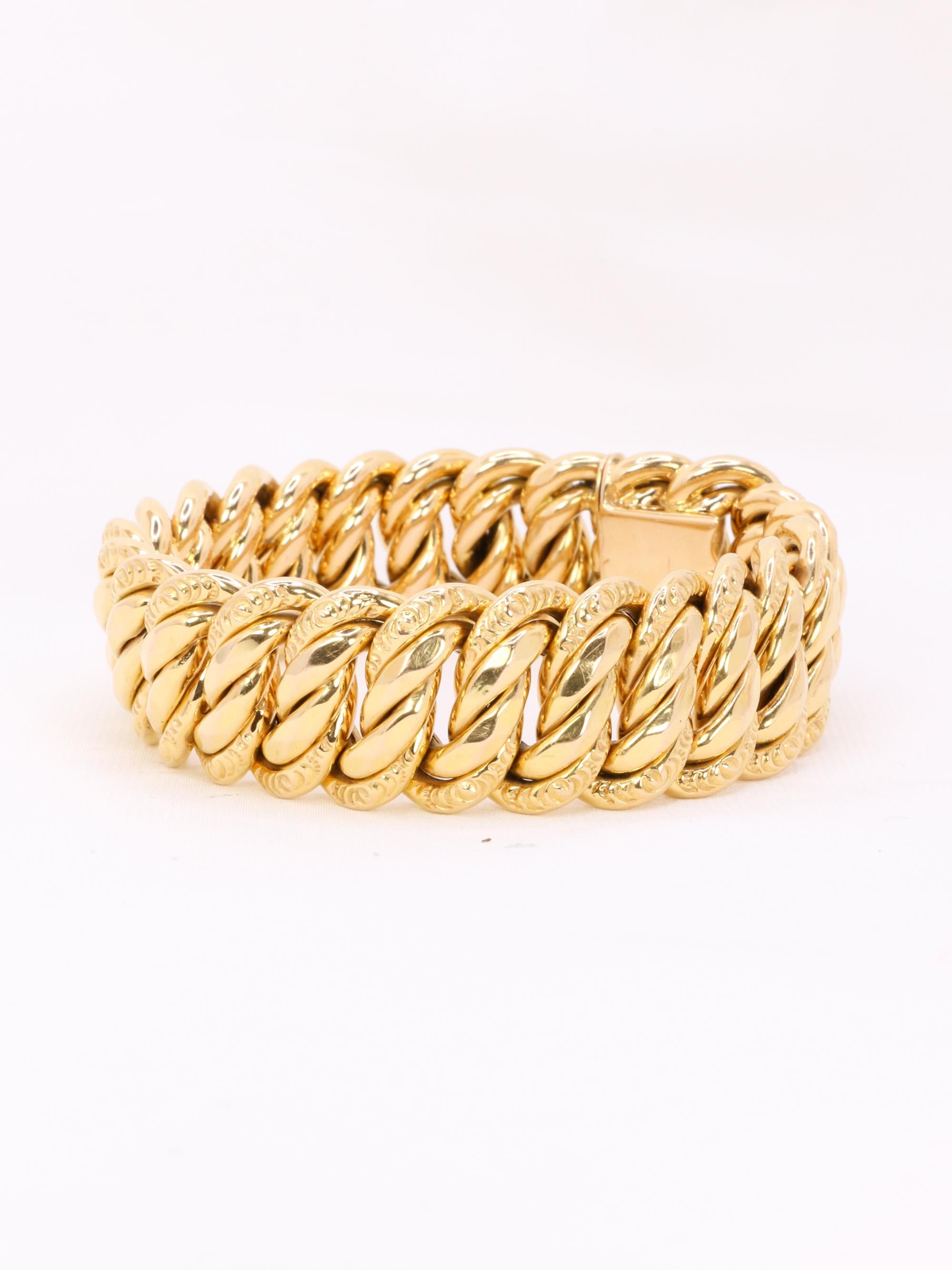 X Bracelet maille américaine or jaune 2 cm