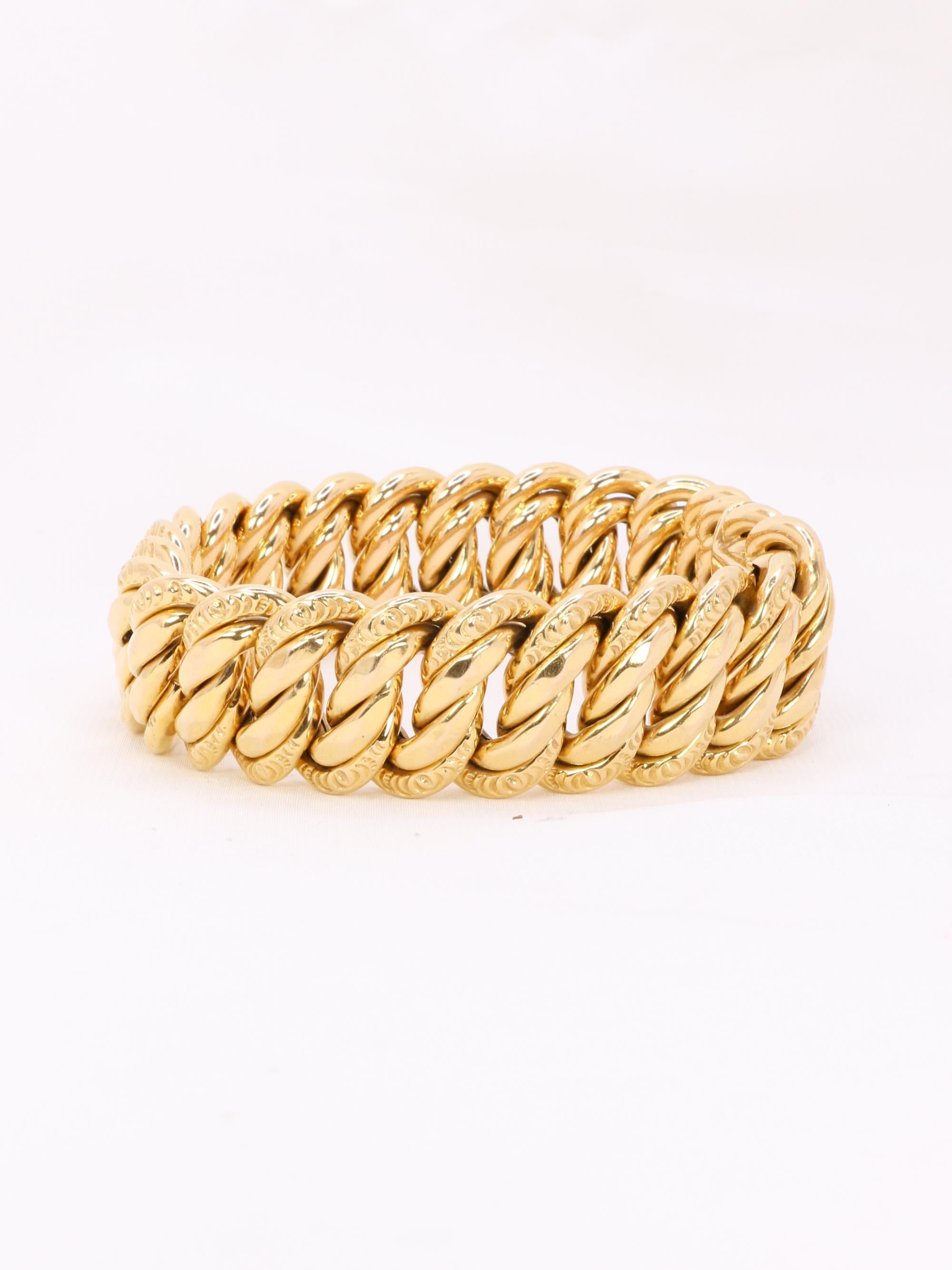 X Bracelet maille américaine or jaune 2 cm