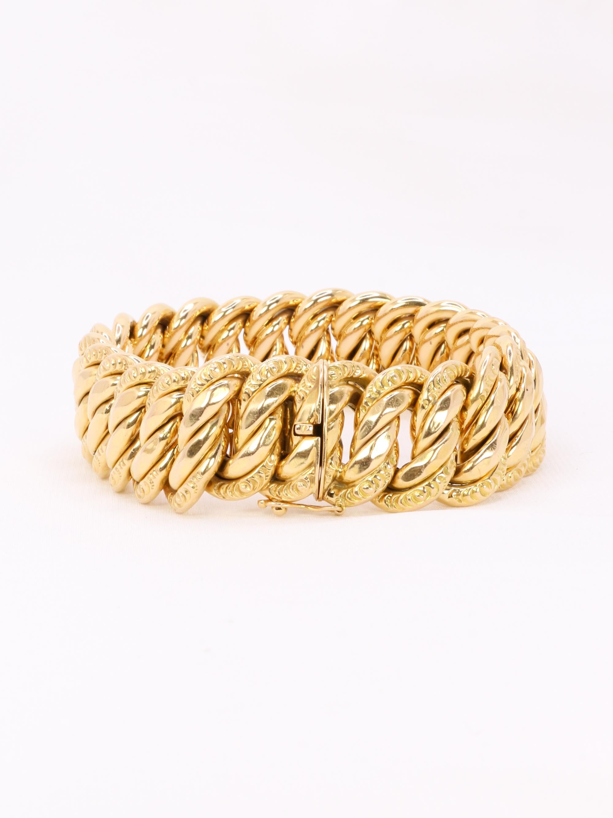 X Bracelet maille américaine or jaune 2 cm