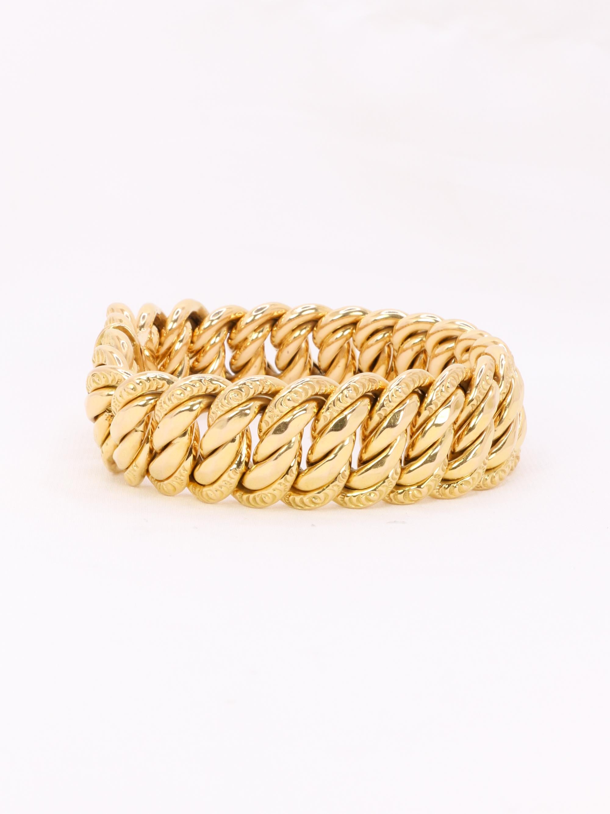 X Bracelet maille américaine or jaune 2 cm