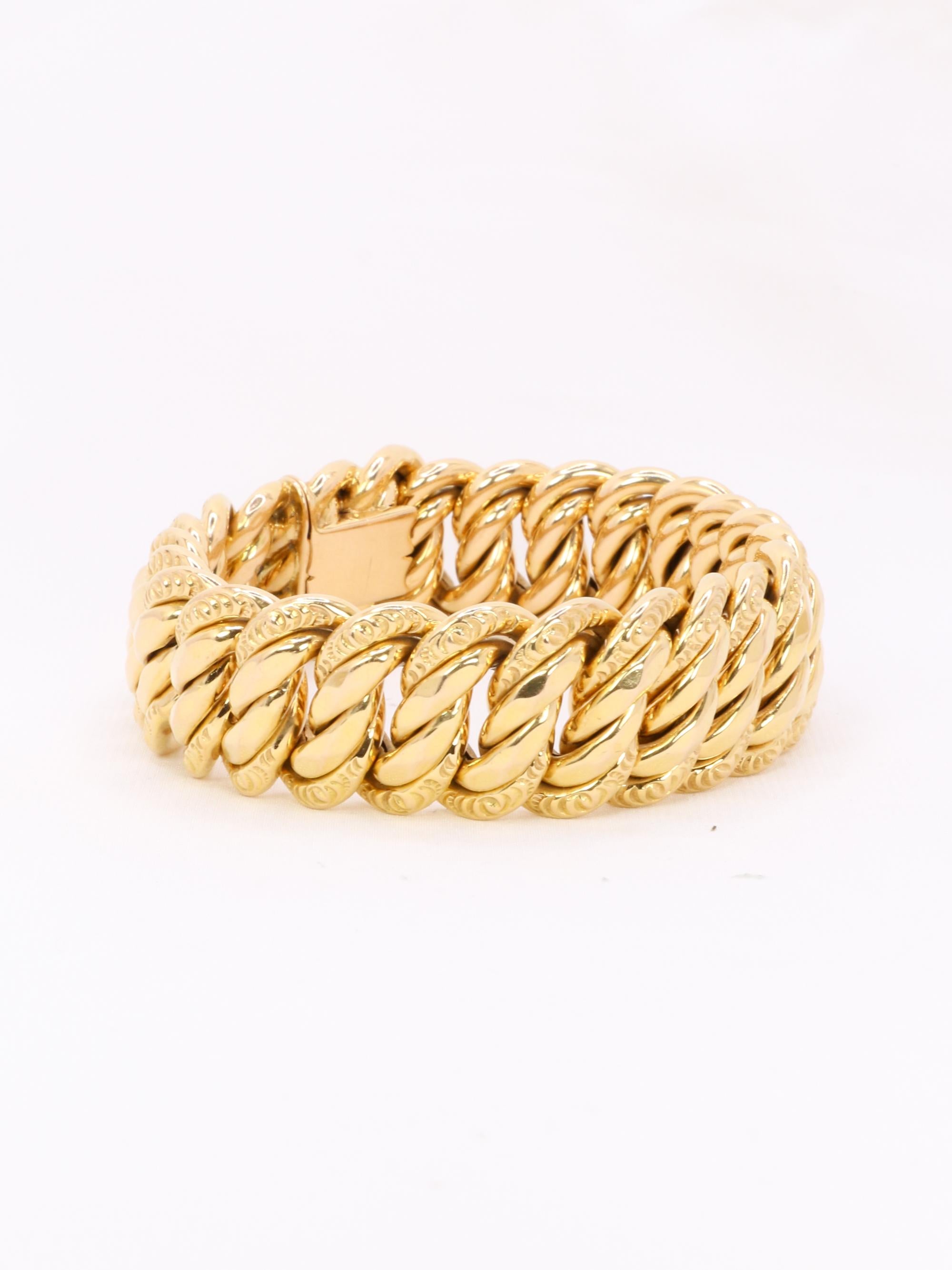 X Bracelet maille américaine or jaune 2 cm