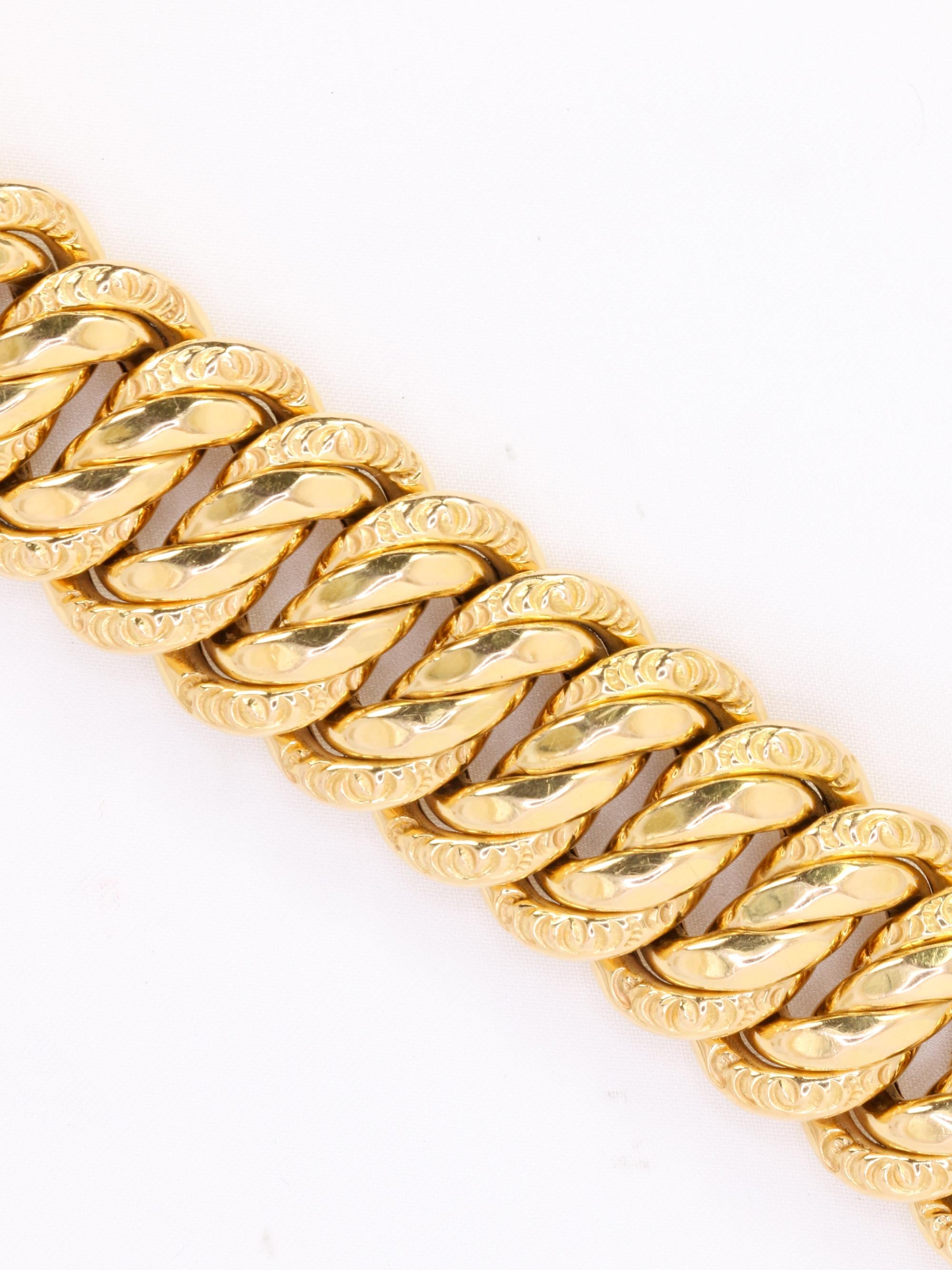 X Bracelet maille américaine or jaune 2 cm