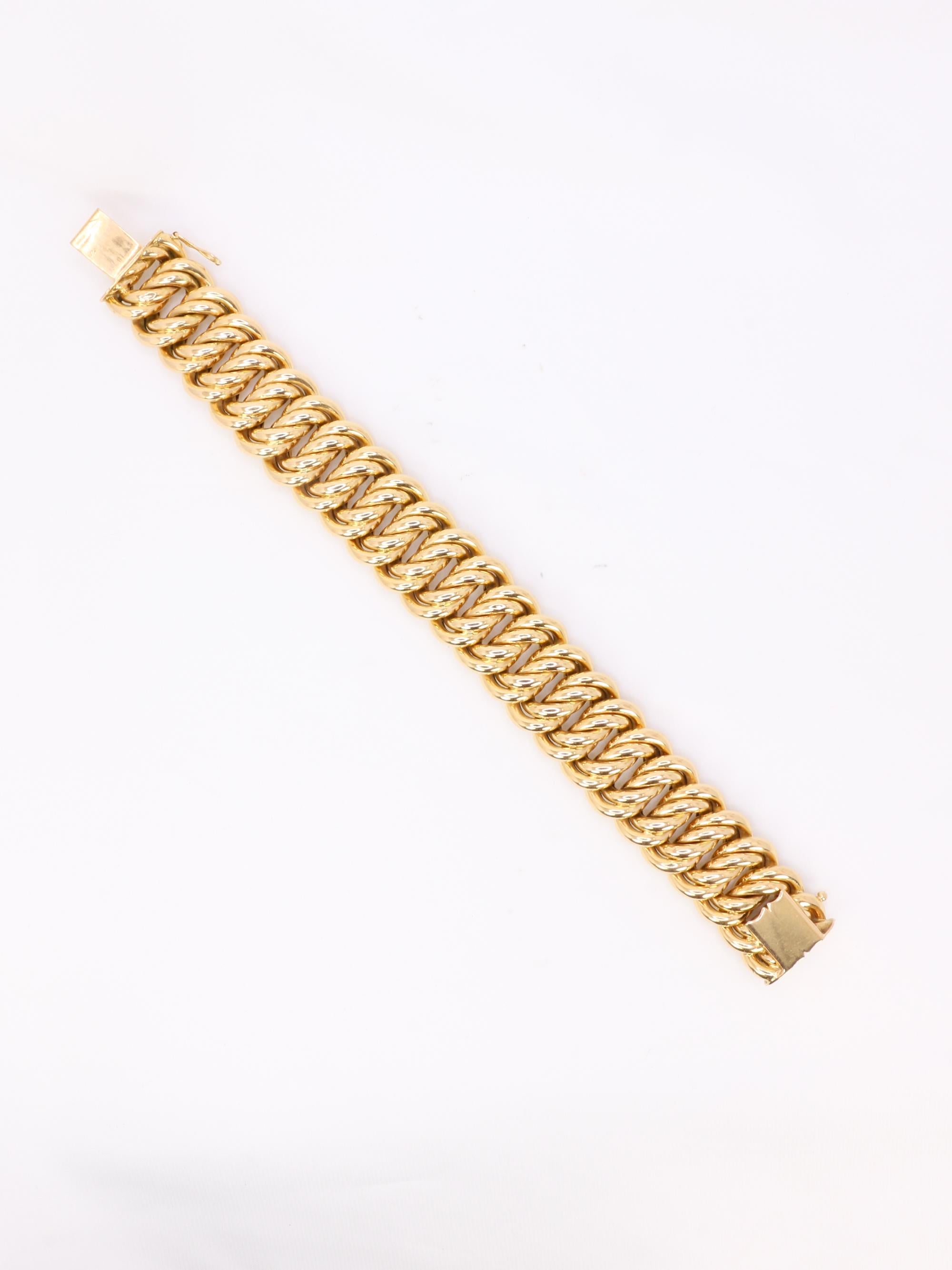 X Bracelet maille américaine or jaune 2 cm