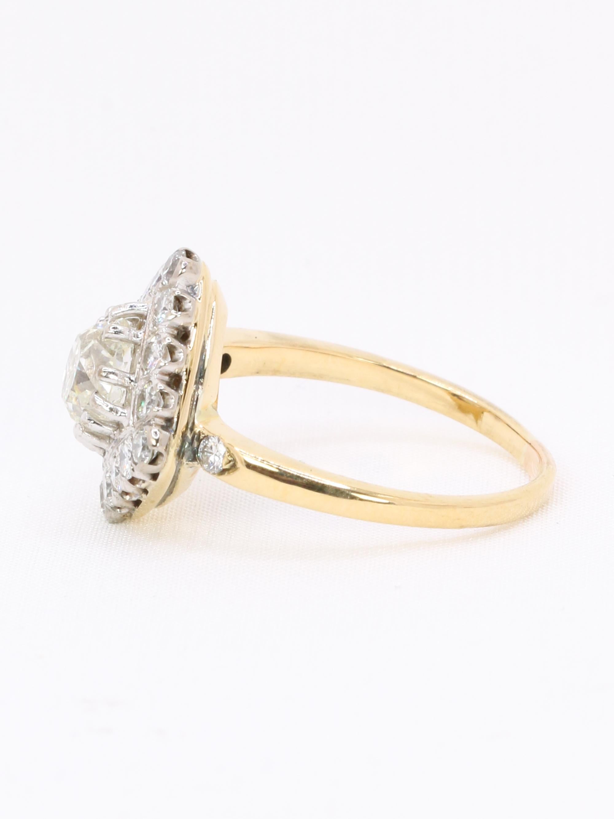 Bague losange diamant taille ancienne 1,07 carat