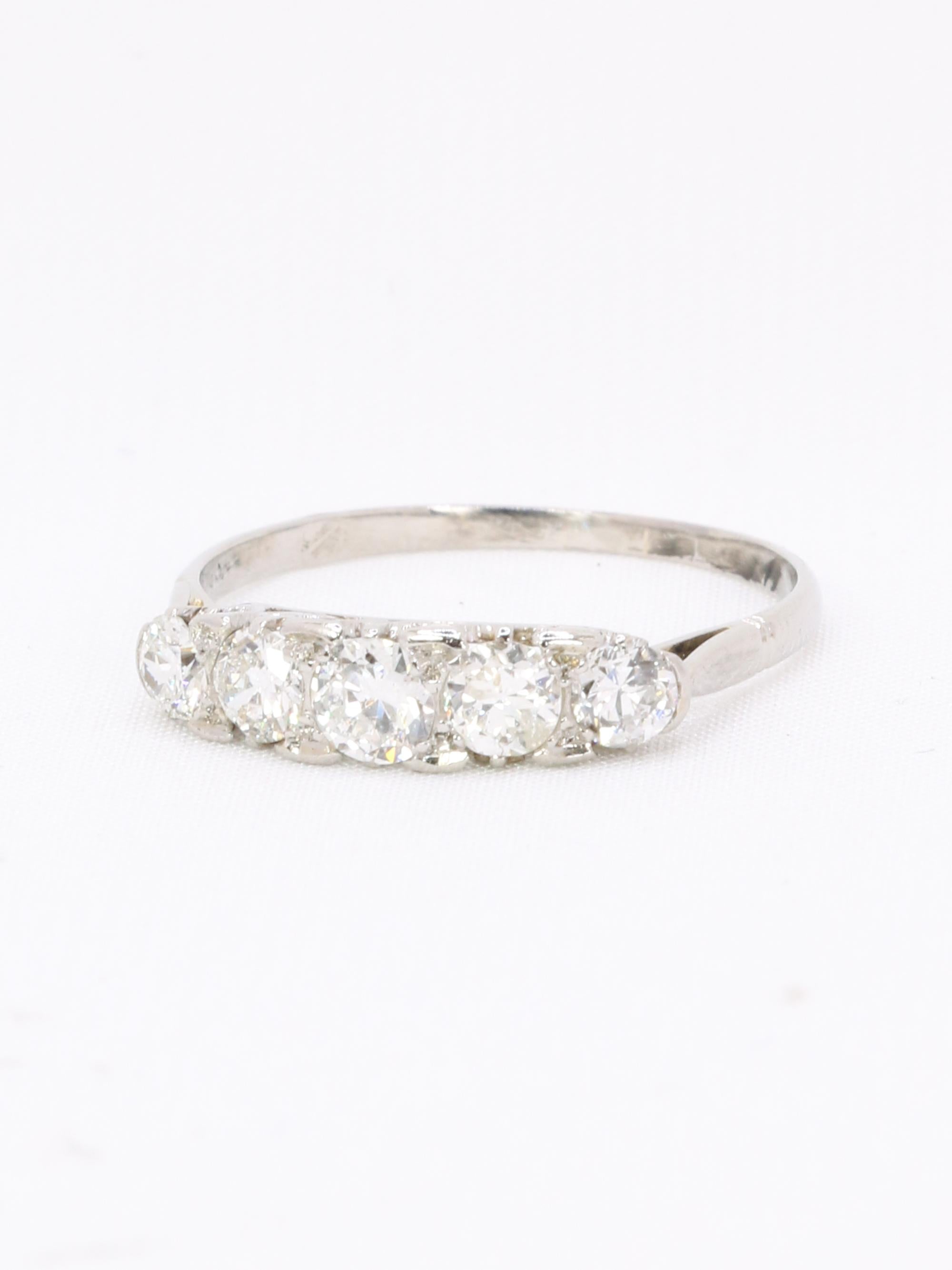 Bague jarretière Art Deco diamants