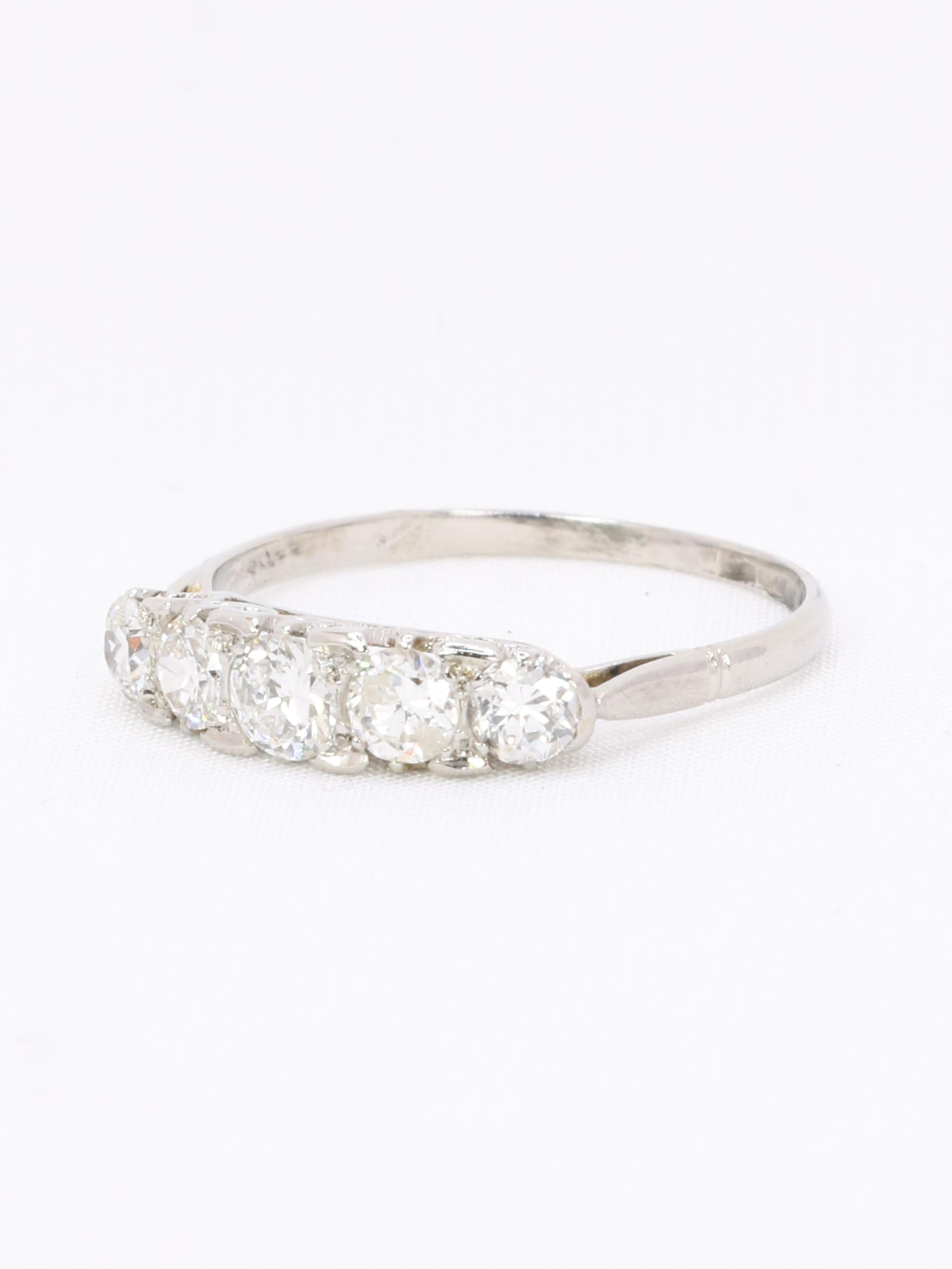 Bague jarretière Art Deco diamants