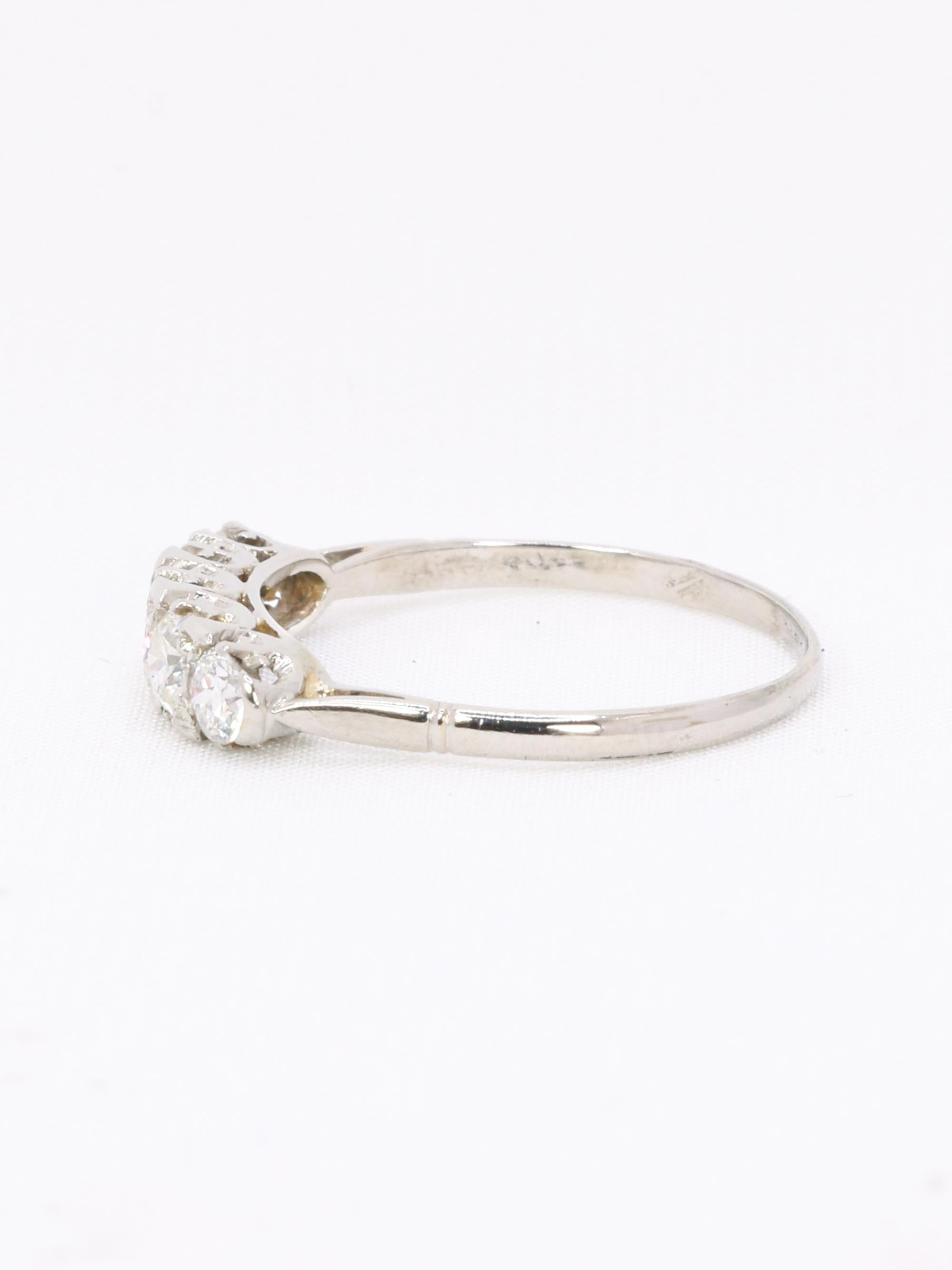 Bague jarretière Art Deco diamants
