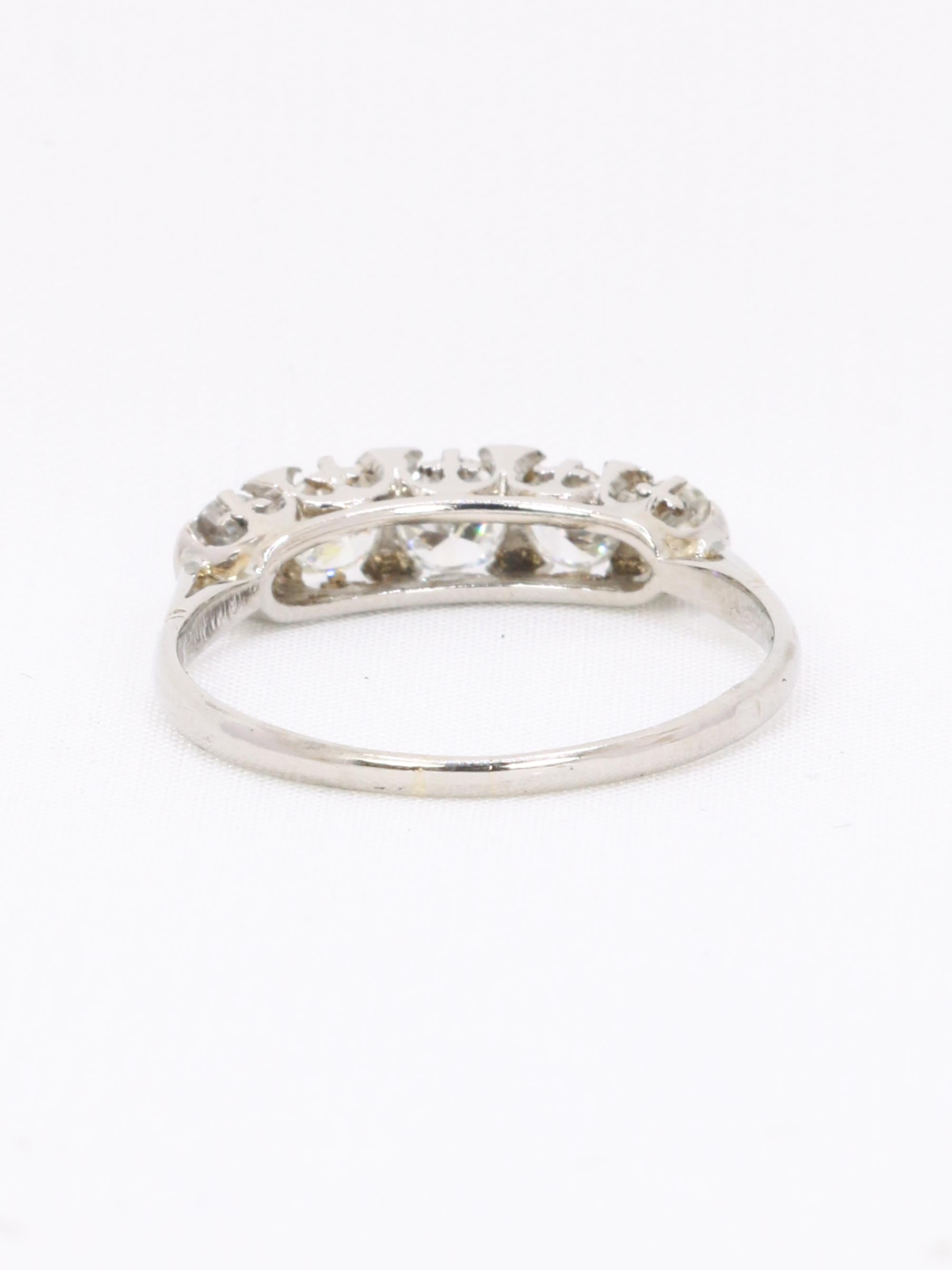 Bague jarretière Art Deco diamants