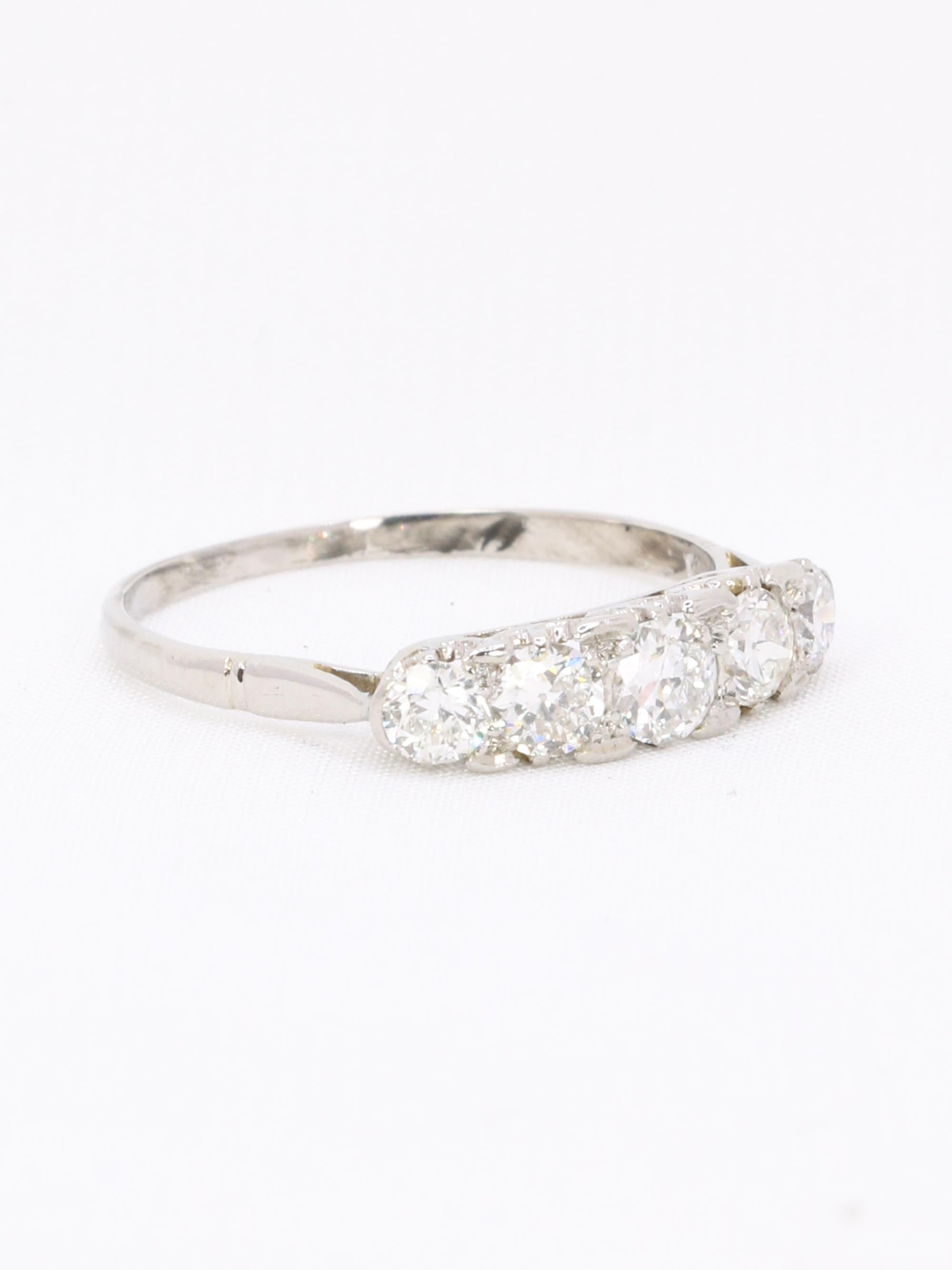 Bague jarretière Art Deco diamants