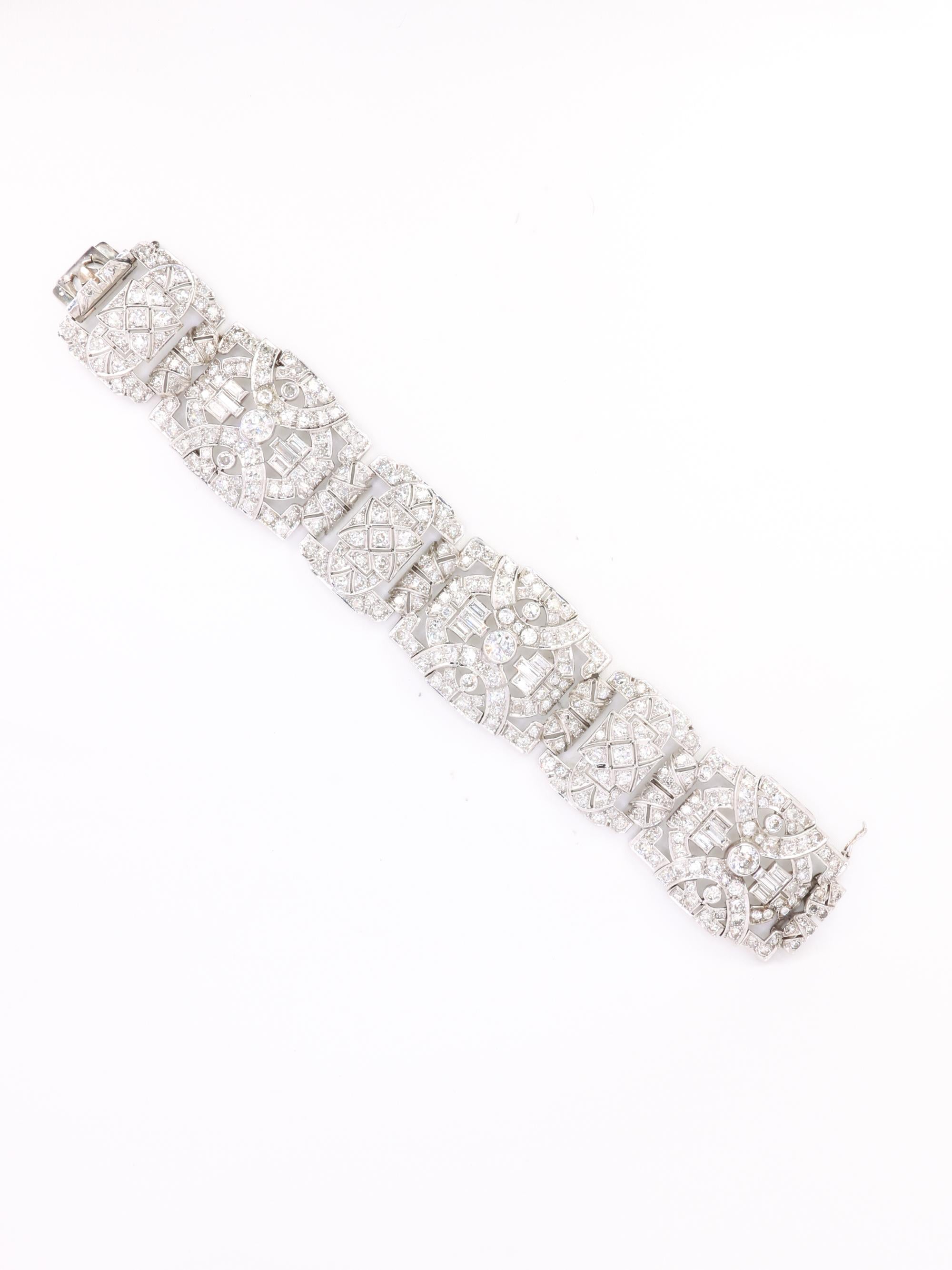 Bracelet Art Déco platine diamants