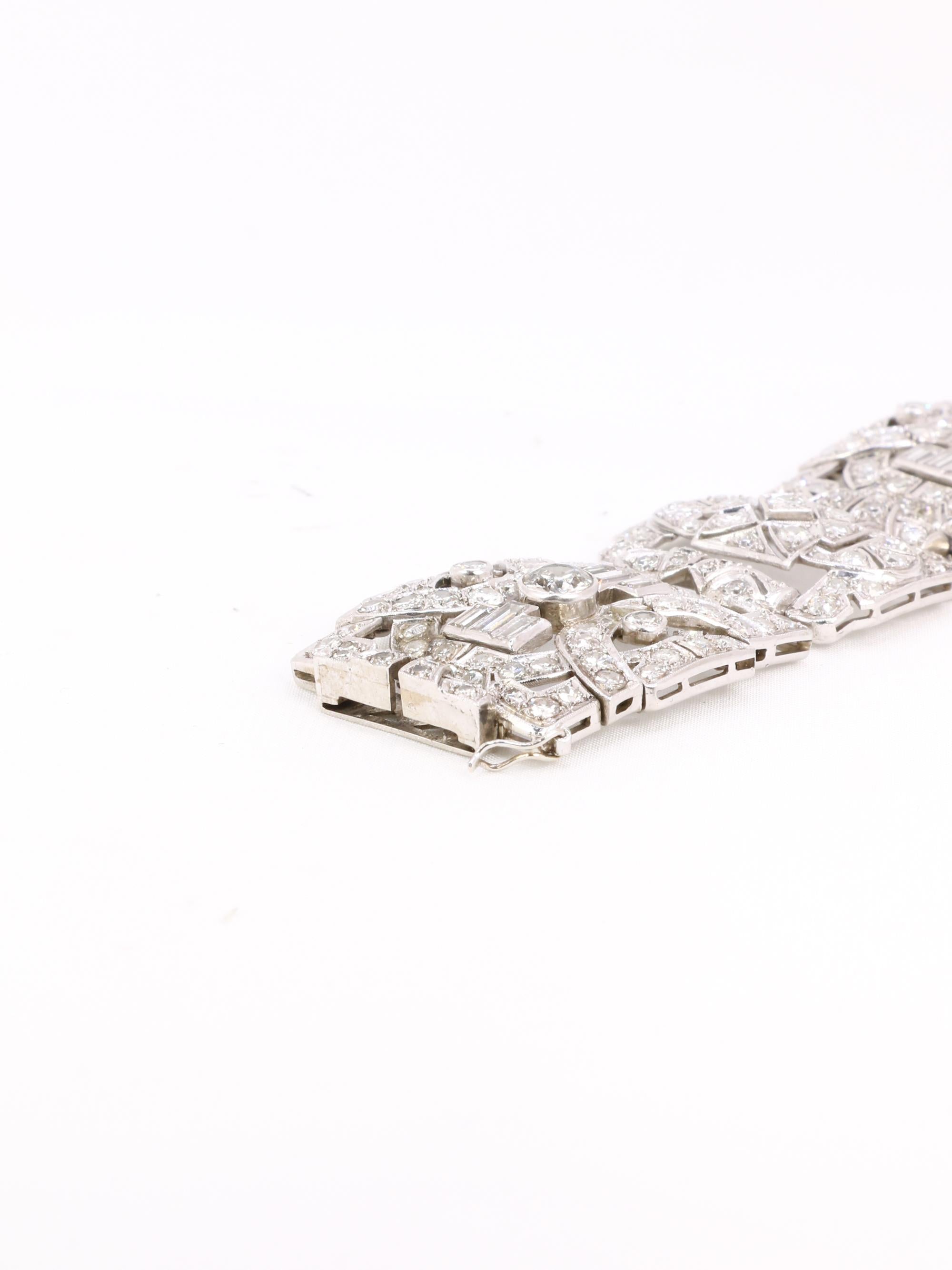 Bracelet Art Déco platine diamants
