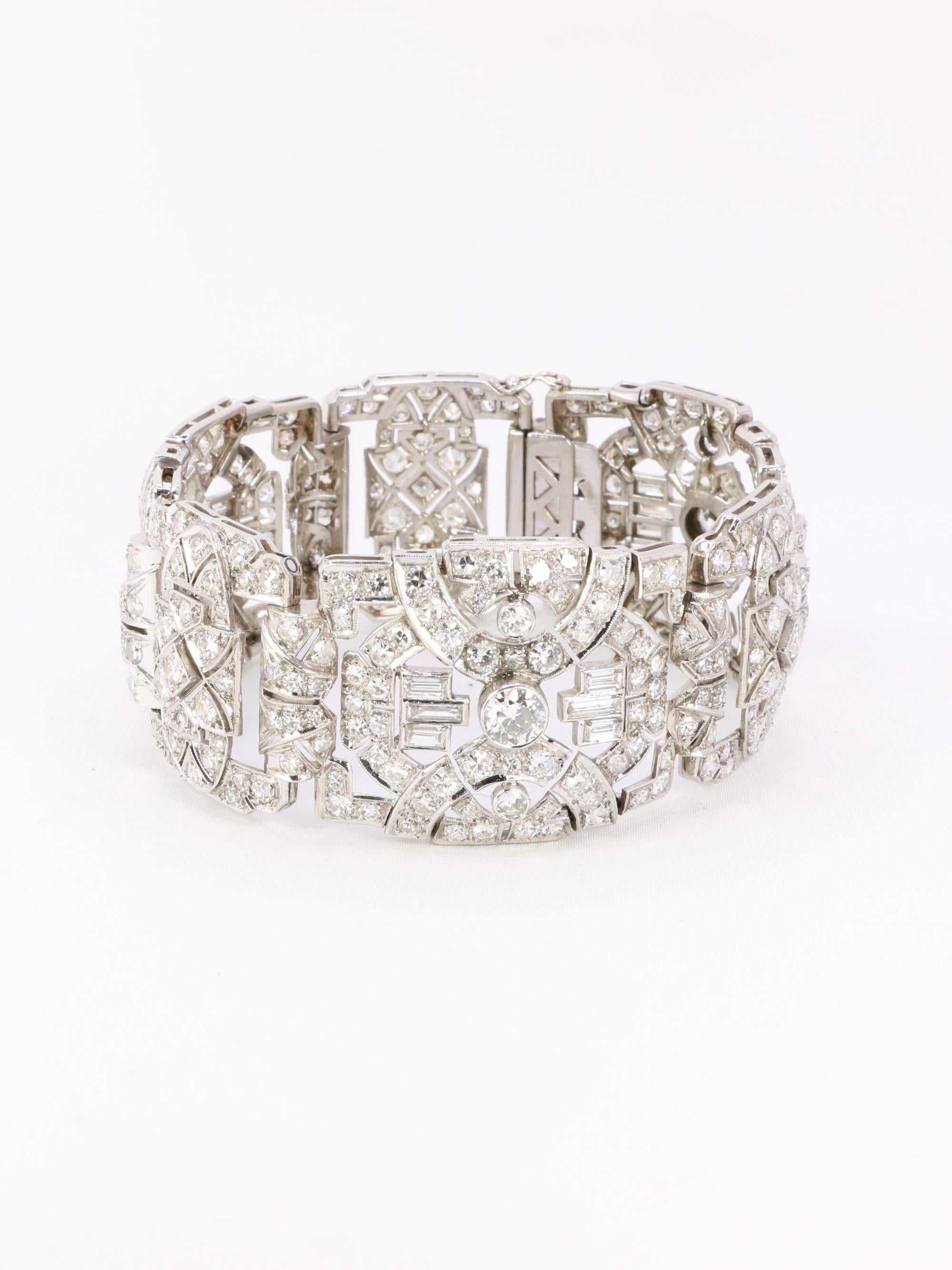 Bracelet Art Déco platine diamants