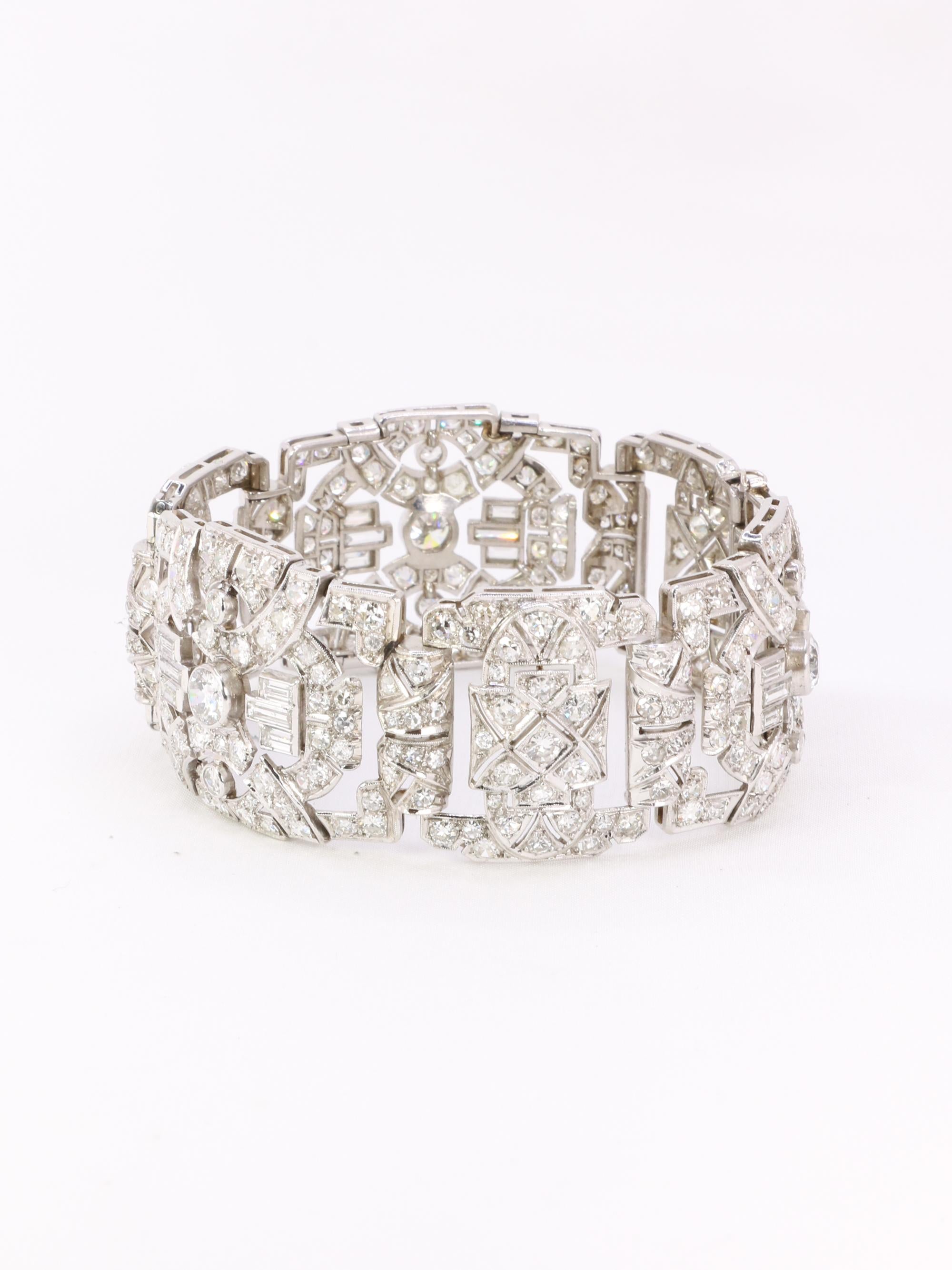 Bracelet Art Déco platine diamants