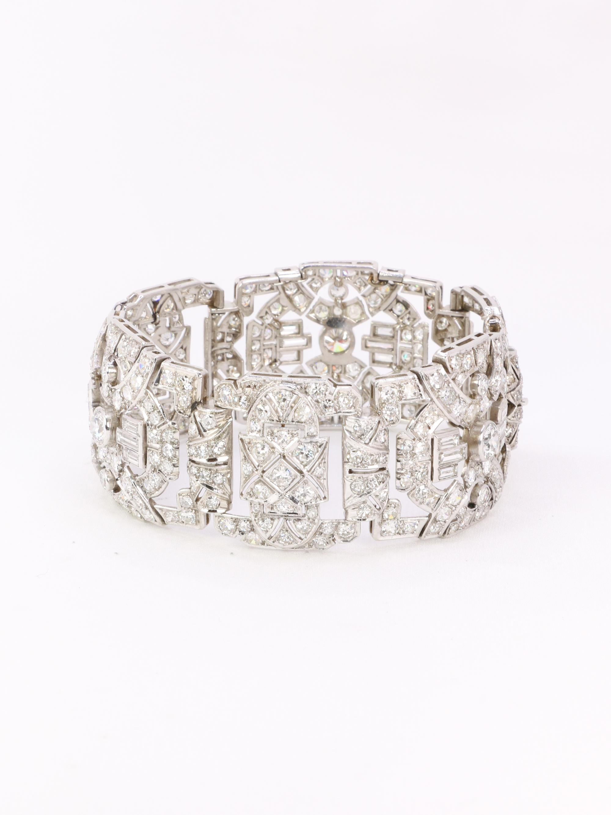 Bracelet Art Déco platine diamants