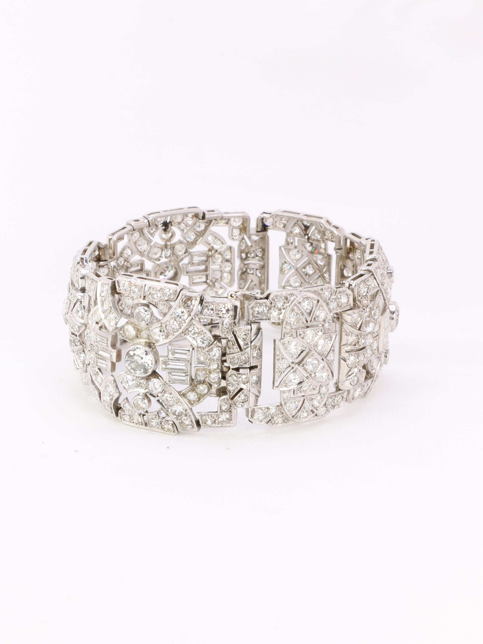 Bracelet Art Déco platine diamants