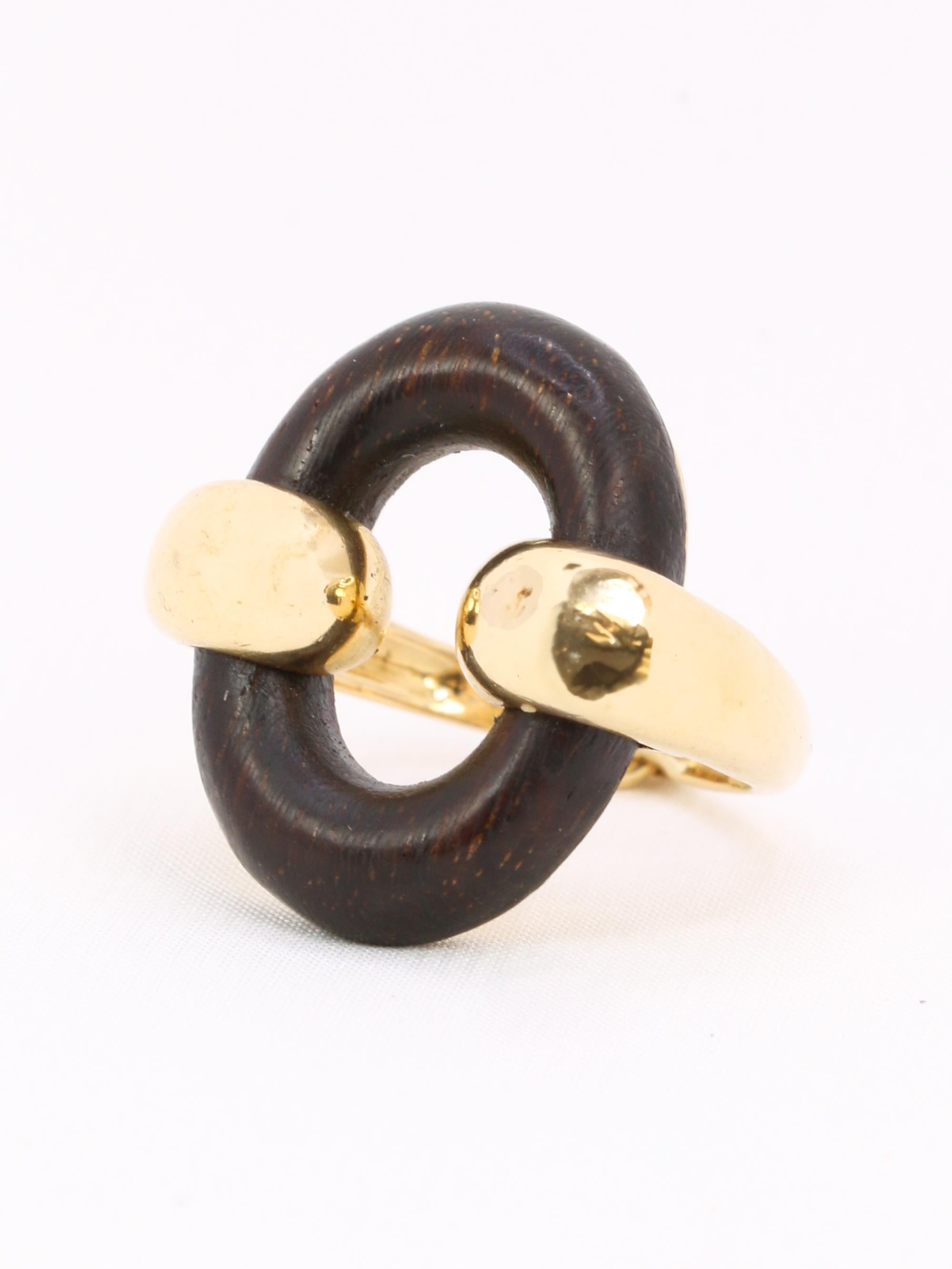 GAETAN DE PERCIN Bague or jaune bois d'amourette