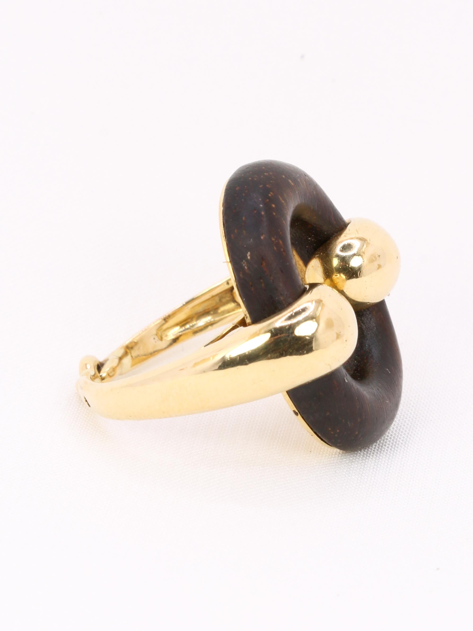 GAETAN DE PERCIN Bague or jaune bois d'amourette