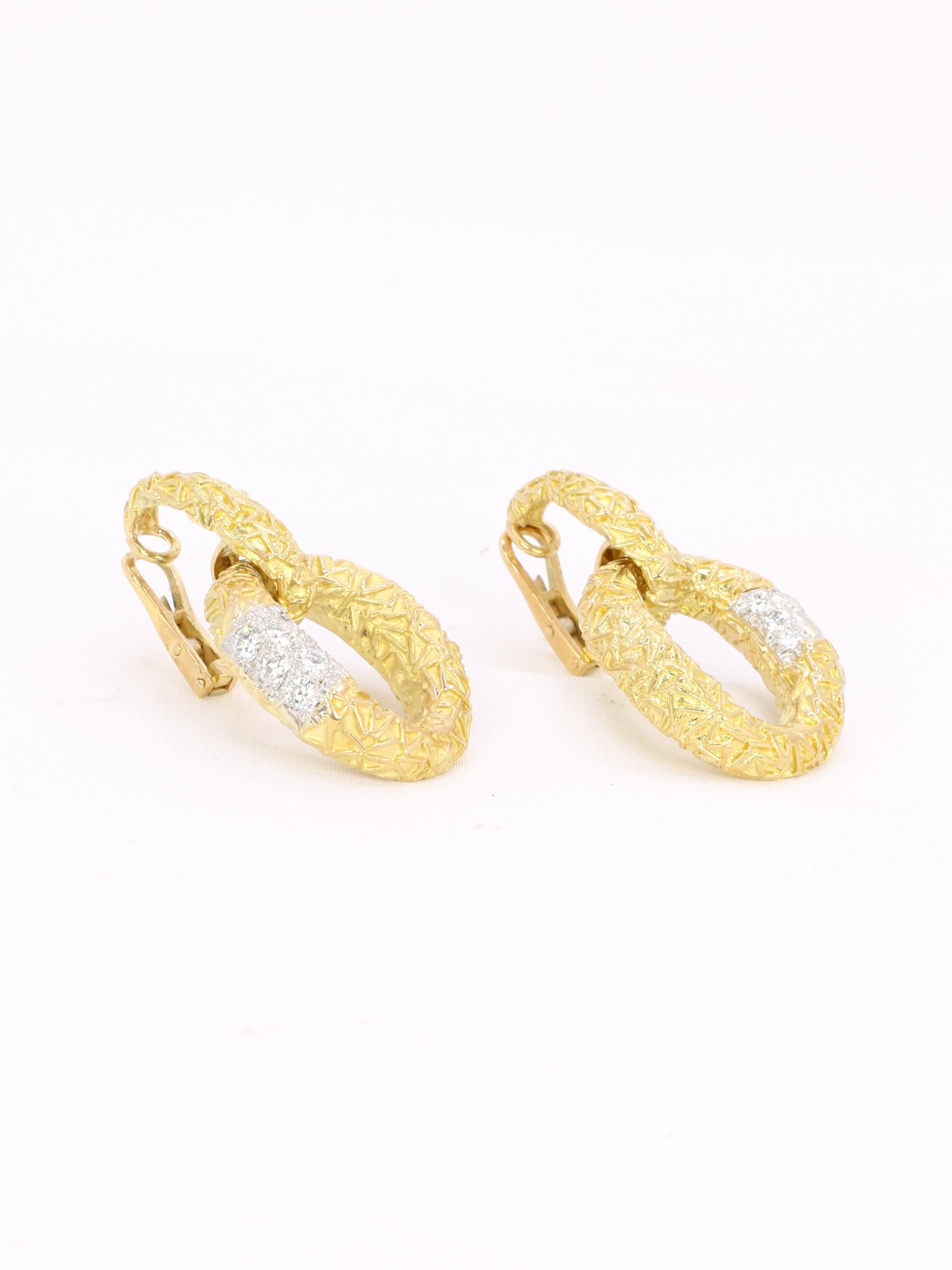 VASSORT (Att à) Boucles d'oreilles 'Chevalerie' or jaune diamants