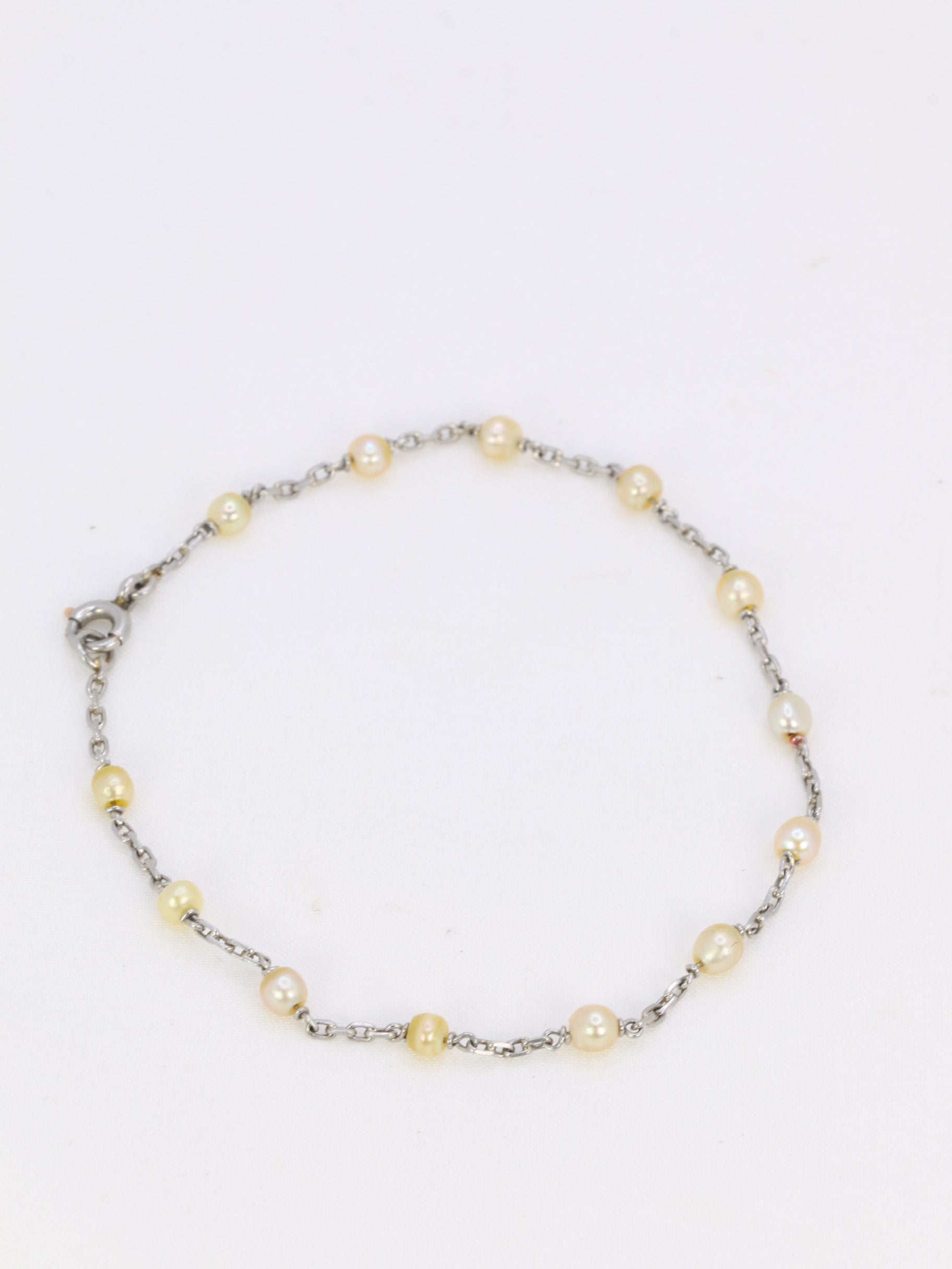 Bracelet ancien perles fines platine