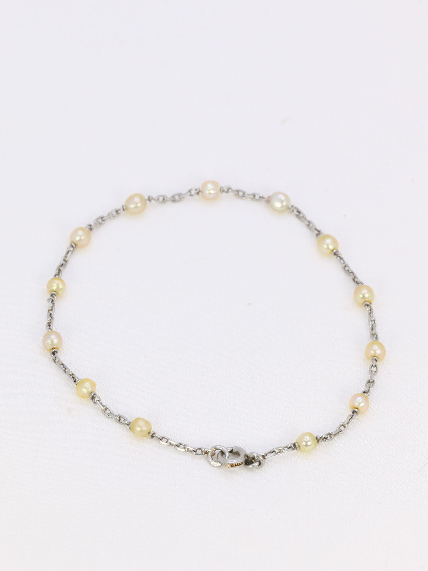Bracelet ancien perles fines platine