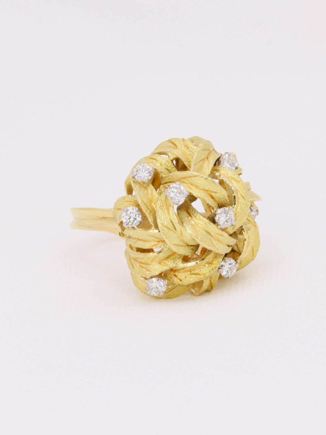 Bague vintage or jaune amati diamants