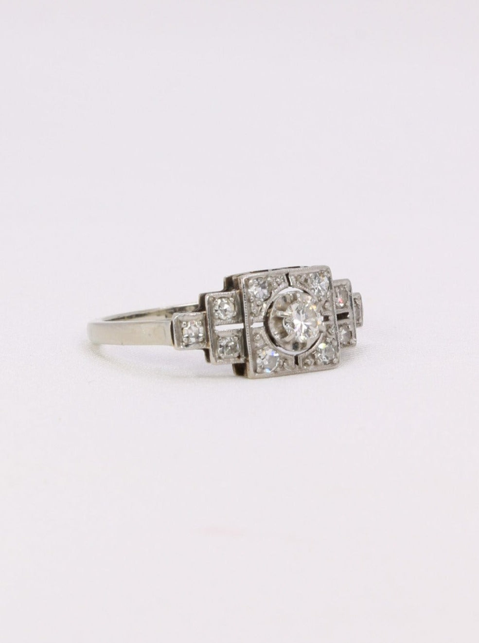 bague art déco platine