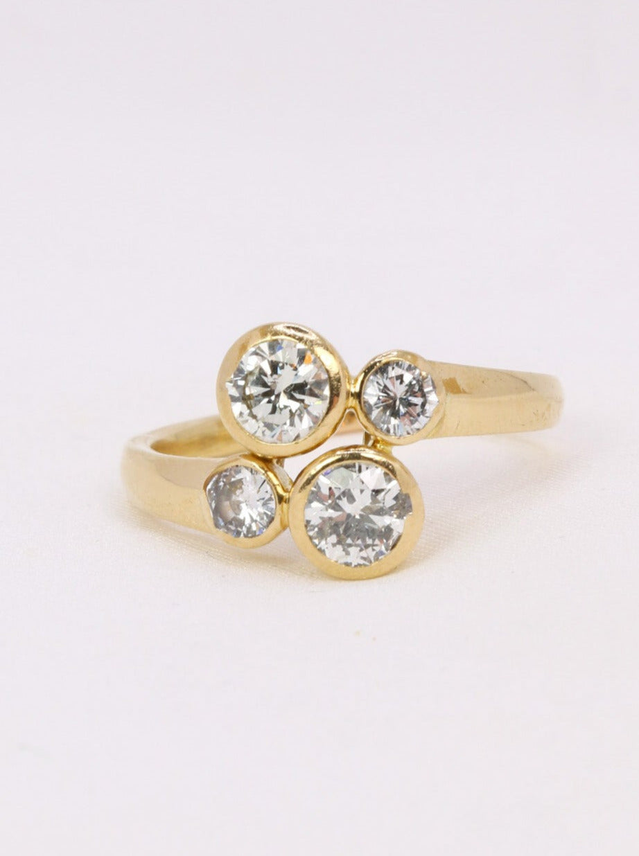 Bague toi et moi vintage or jaune diamants