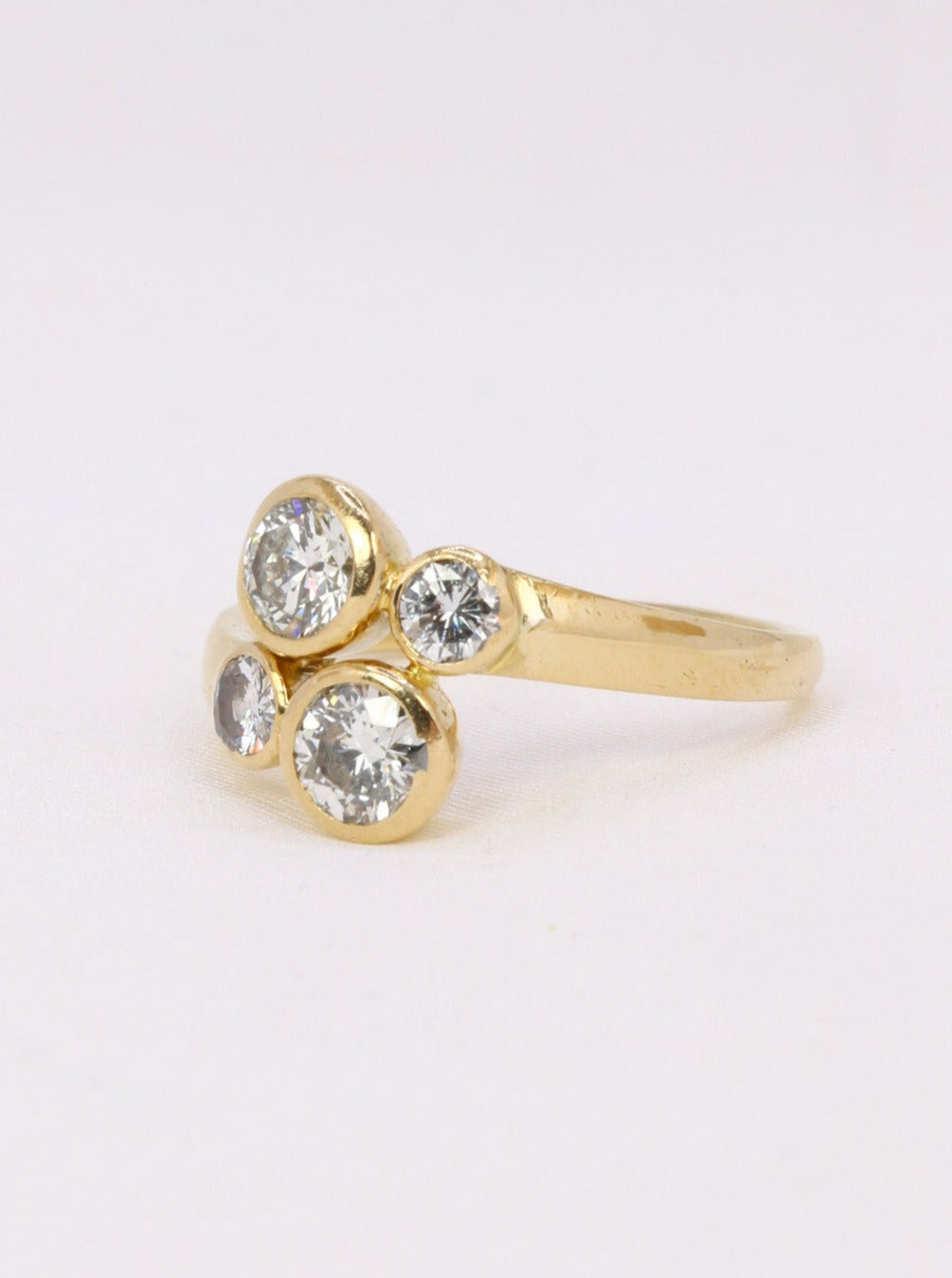 Bague toi et moi vintage or jaune diamants