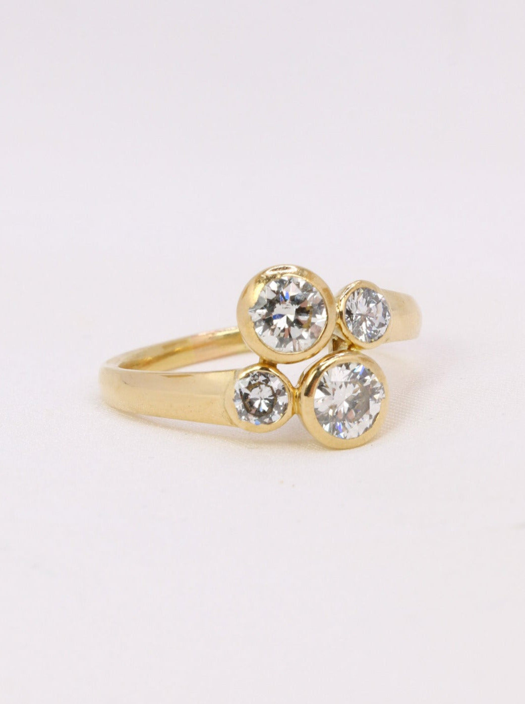 Bague toi et moi vintage or jaune diamants