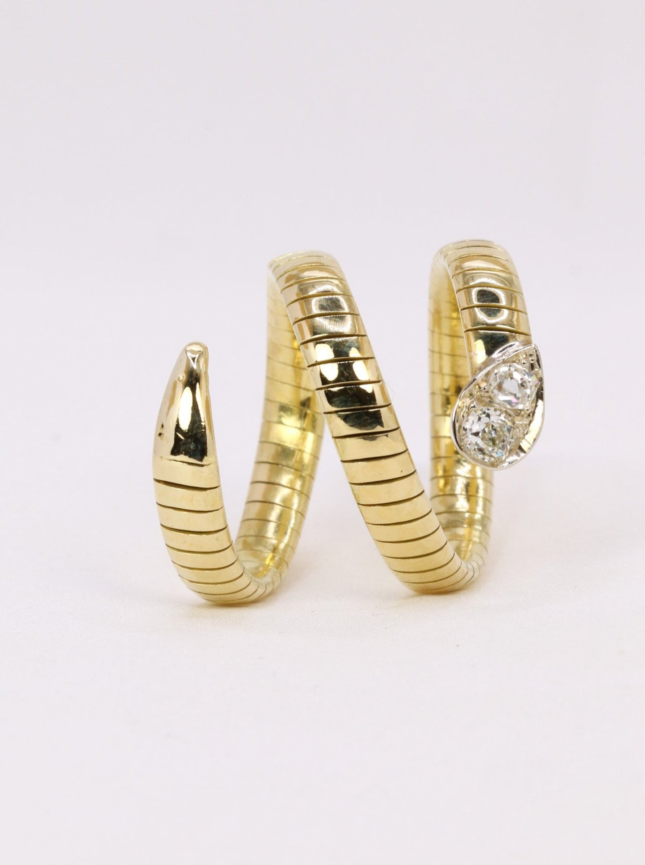 Bague serpent tubogas diamants taille ancienne