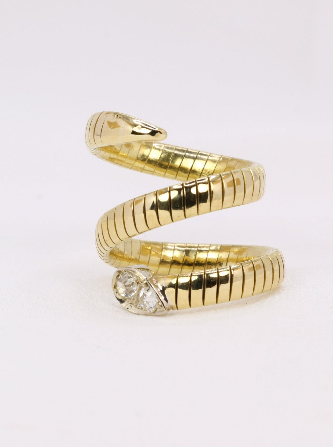 Bague serpent tubogas diamants taille ancienne