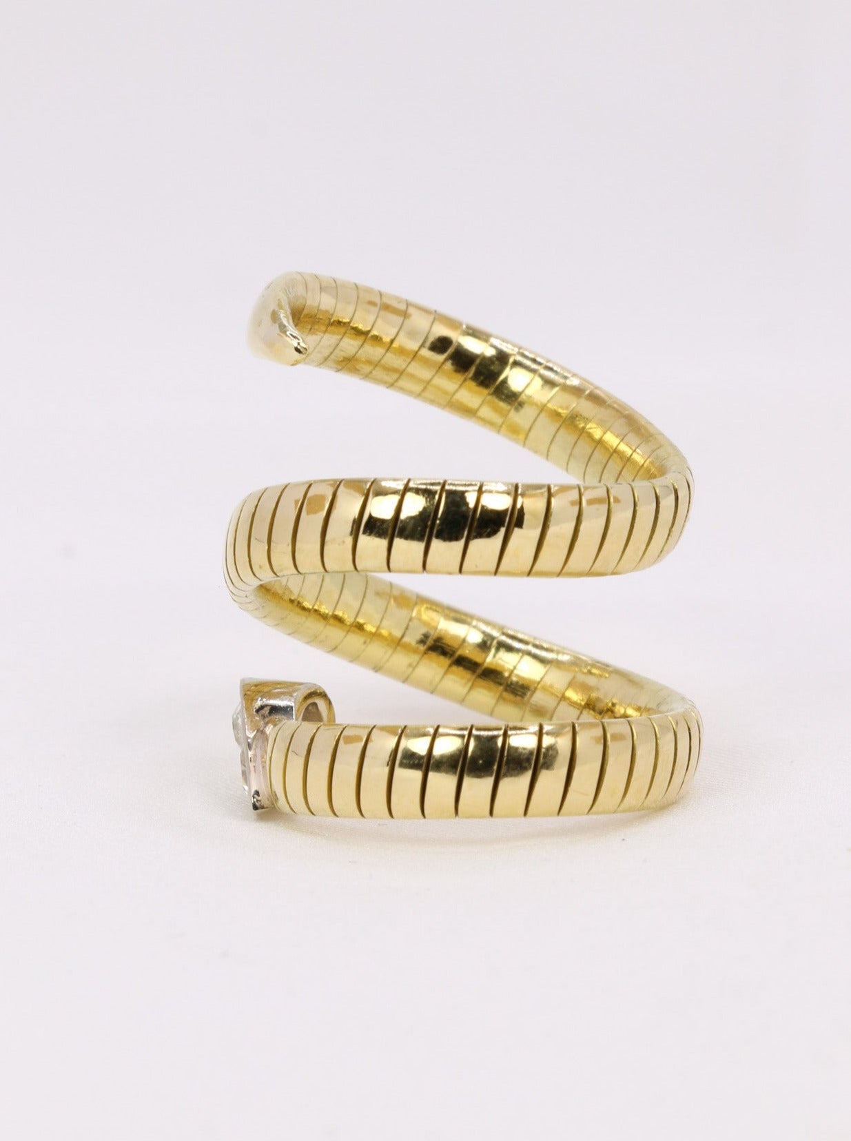 Bague serpent tubogas diamants taille ancienne