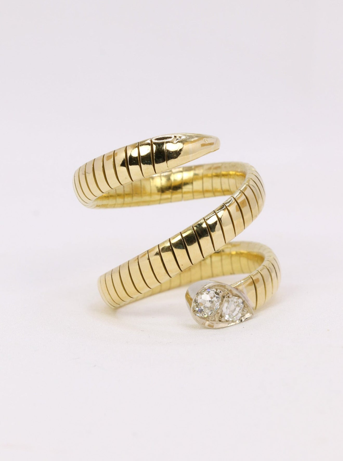 Bague serpent tubogas diamants taille ancienne